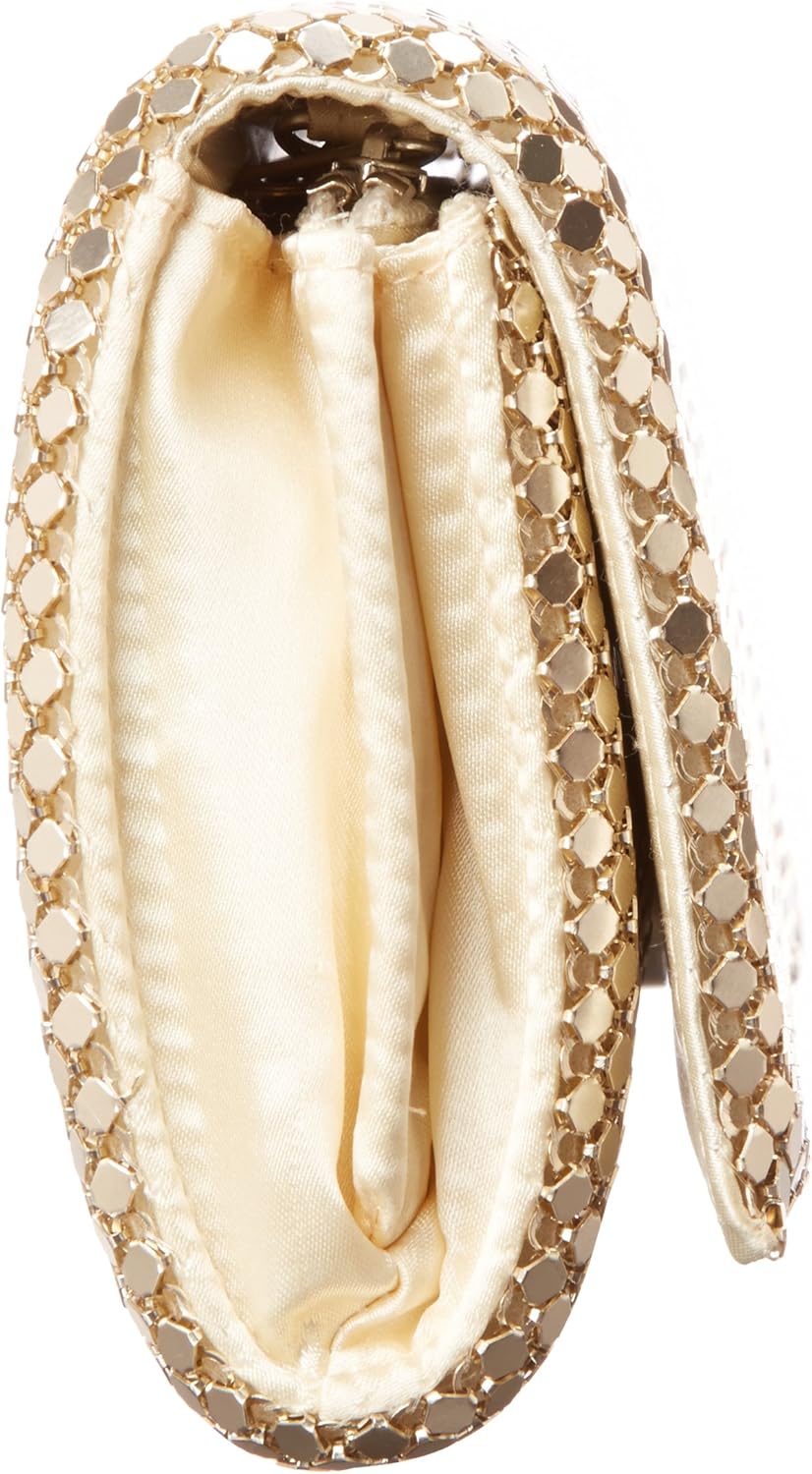 Jessica McClintock Metal Mesh Roll Evening Bag Clutch Purse (4.5" x 7.5" x 2", Shoulder Chain Included) - Image 4