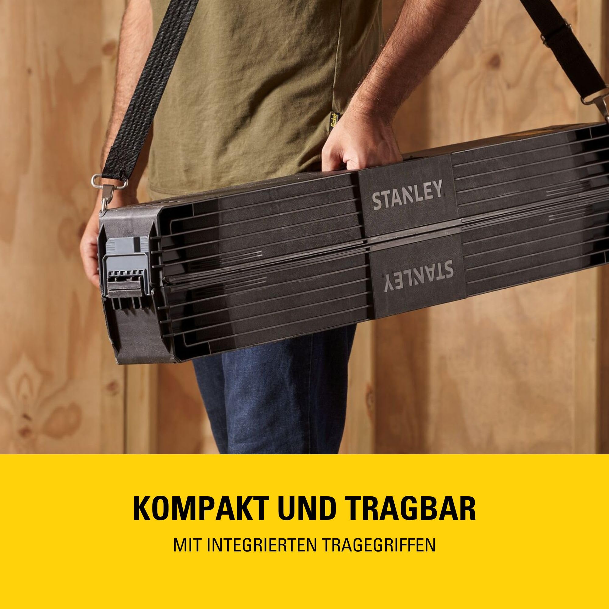 STANLEY 340 kg Folding Metal sawhorses (Pair), 1-97-475, Black