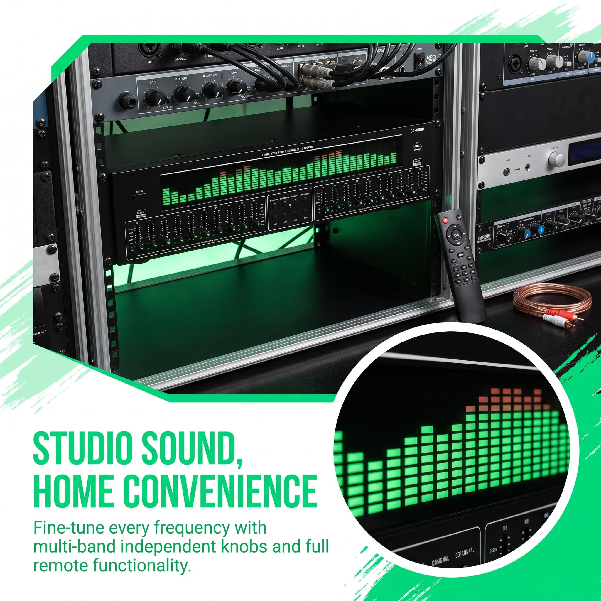 Ecualizador De Audio Gráfico De Doble Canal, Analizador De Espectro Estéreo con Pantalla Led para Música, Entrada De Audio USB Bluetooth, Control Remoto Y Cable De Audio RCA para Sistema Estéreo