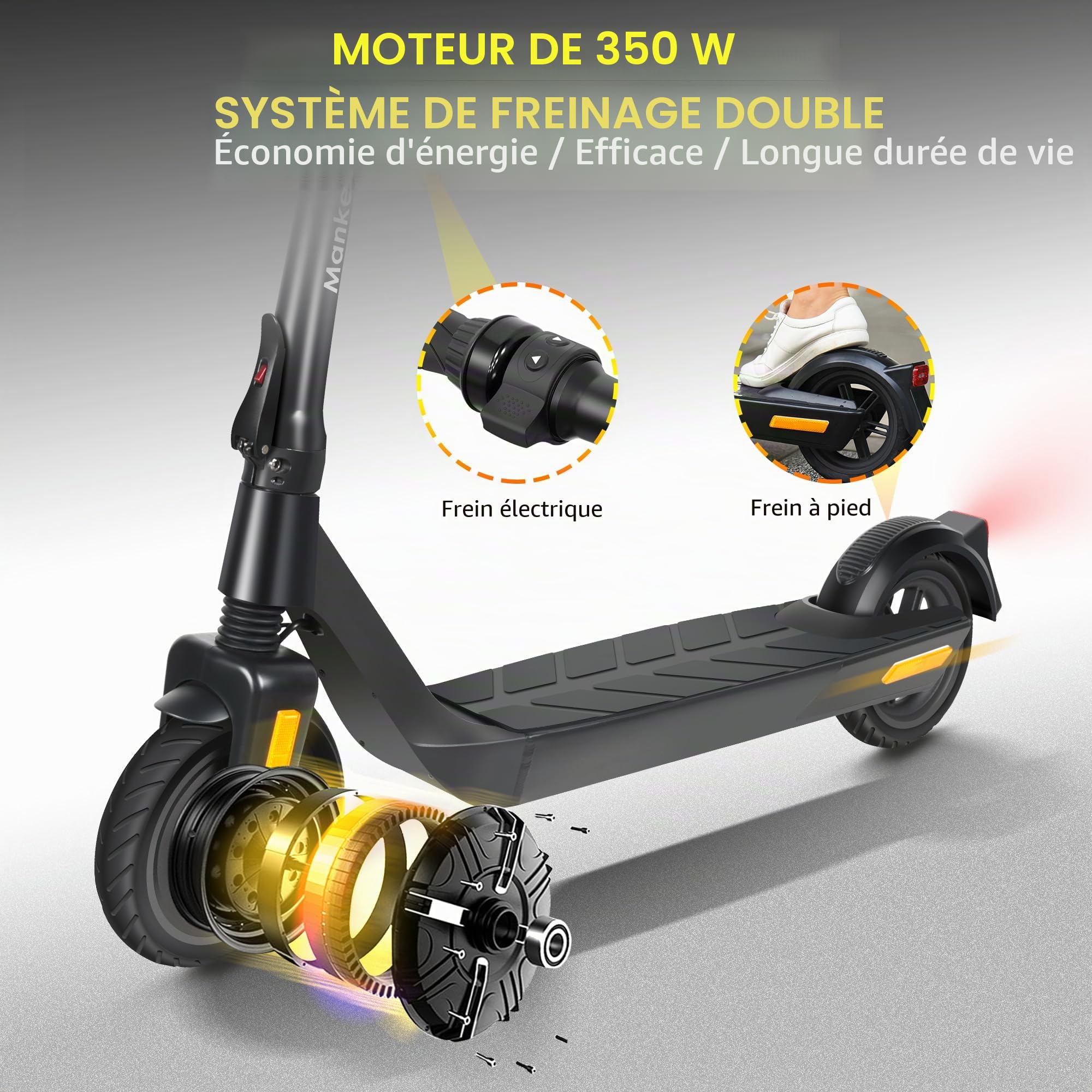 Trottinette électrique Pliable pour Adultes avec Roues Solides de 10 inch, Moteur Max. 1200W, Portée de 50-65 km, 25 km/h, Idéal pour Les Adolescents et Les Adultes (Ampères-Heures, 10.4)