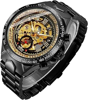 Bestn Men's Wrist Watch, Skeleton Automatic Mechanical Watch, Luminous Hands Auto-Winding Watch