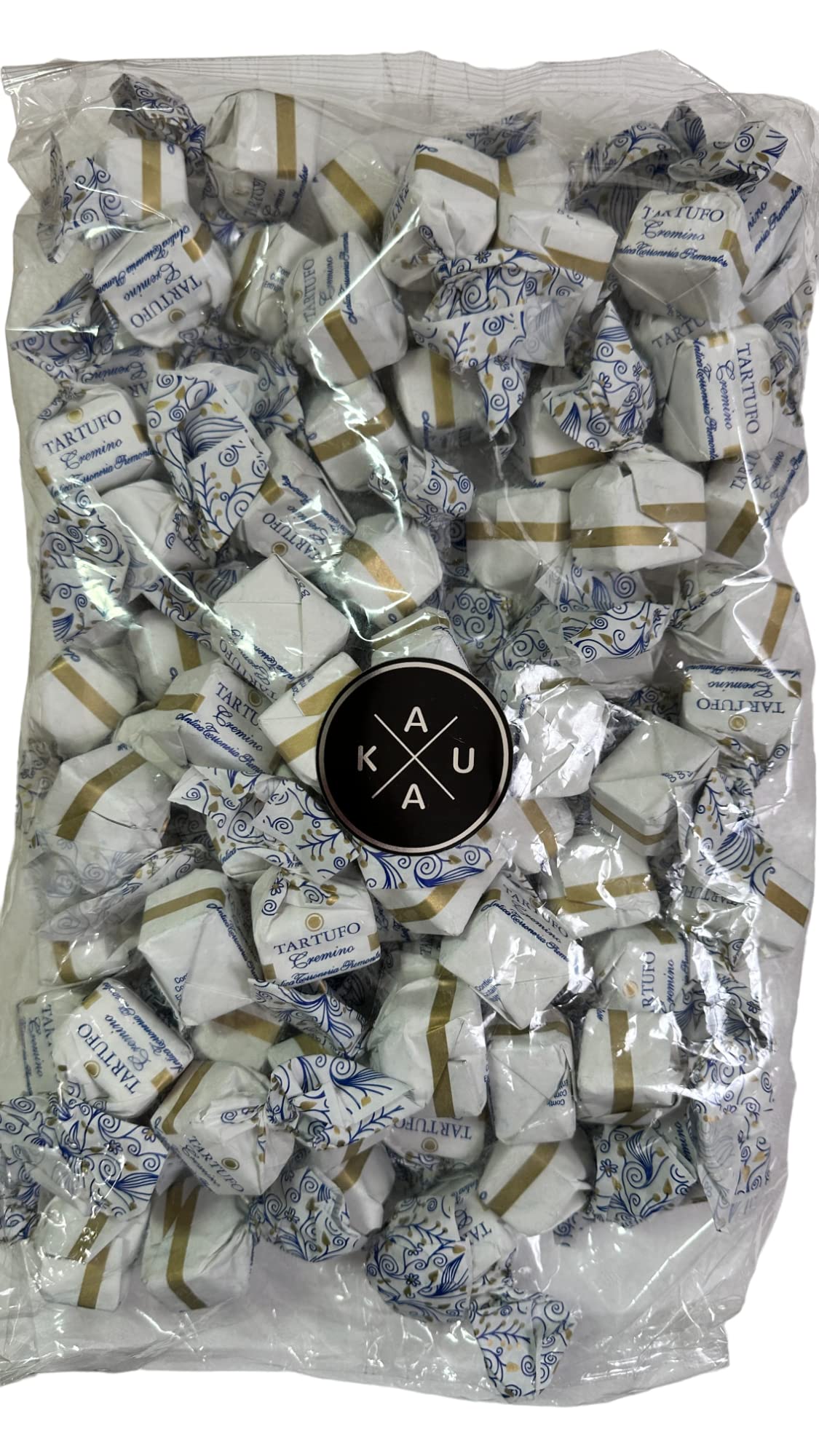 Antica Torroneria Piemontese - Italienische Tartufi dolci cremino, Kaukau Edition, 1kg Beutel, köstliche Vollmilch-Schokoladentrüffel mit Gianduiacreme. Feine italienische Nougat Tartufo
