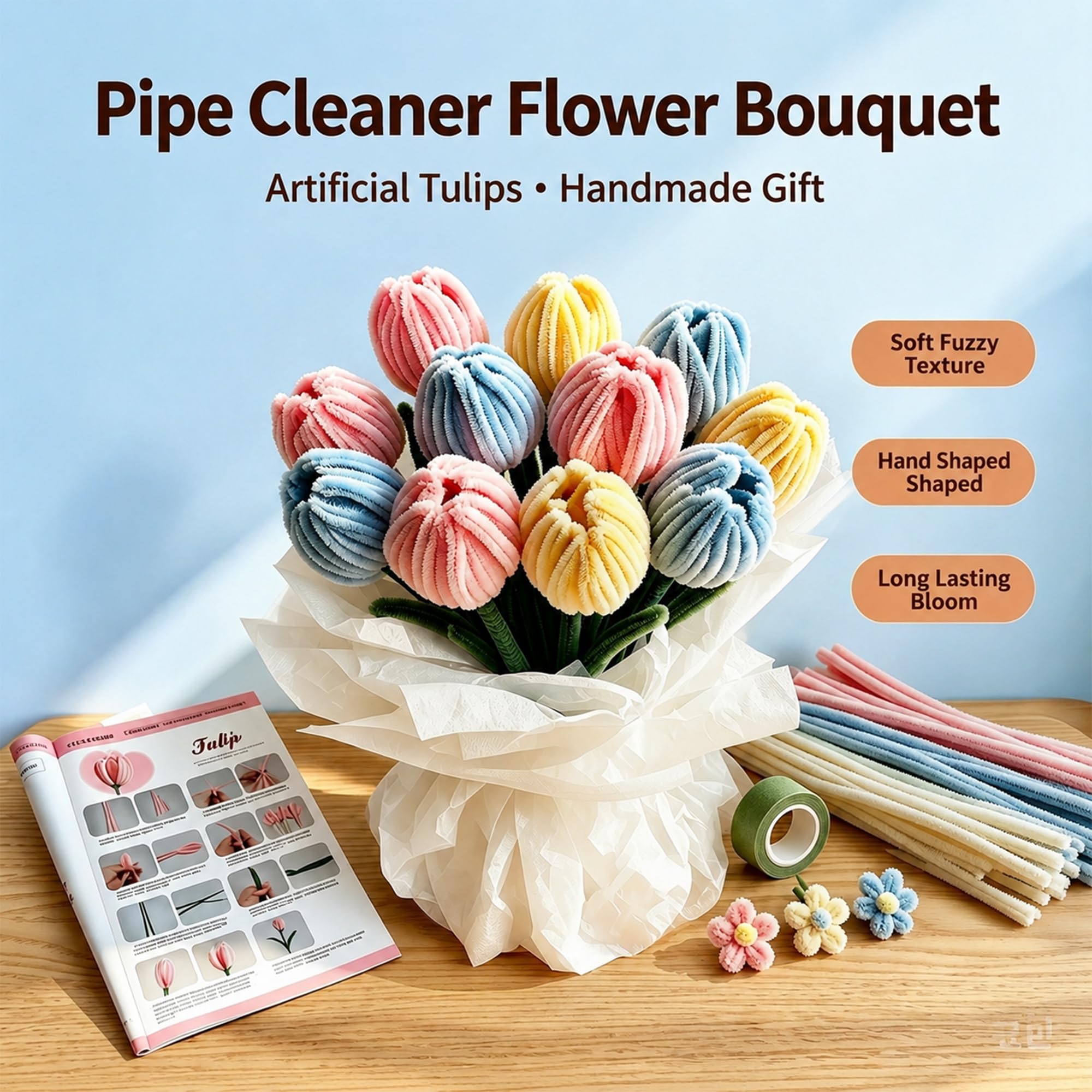 Kit completo per la creazione di bouquet di fiori fai da te, 1050 pezzi