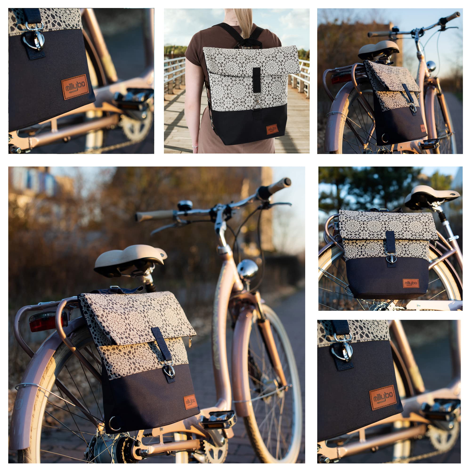 SWEET Fahrradtasche Gepäckträger Rucksack Fahrrad Tasche Damen Backpack Fahrradrucksack wasserabweisend