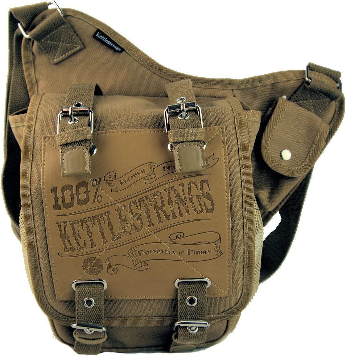 Premium Canvas Messenger Bag By Kettlestrings - Vintage & Retro Style - Ergonomic Design Wide Shoulder Strap - Cross Body Adjustable Straps & Buckles - Practical & Multifunctional