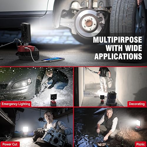 Miniatura 6 de Luz de trabajo LED inalámbrica para batería Milwaukee de 18 V, 19 W, 1900 lúmenes, luz de trabajo portátil para batería M18, luces de trabajo