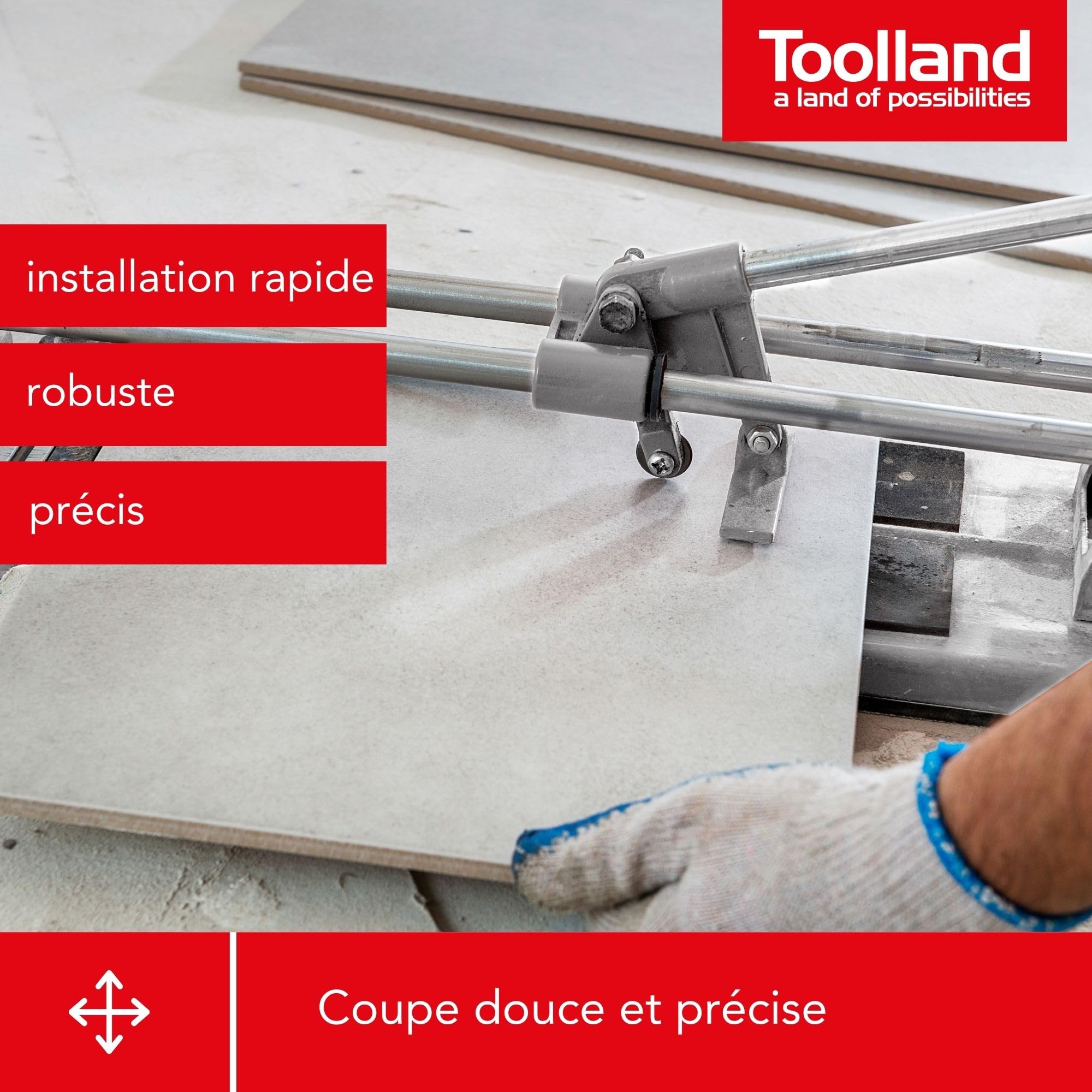 Toolland Coupe-carreaux, manuel, molette 22 mm, longueur de coupe de 600 mm