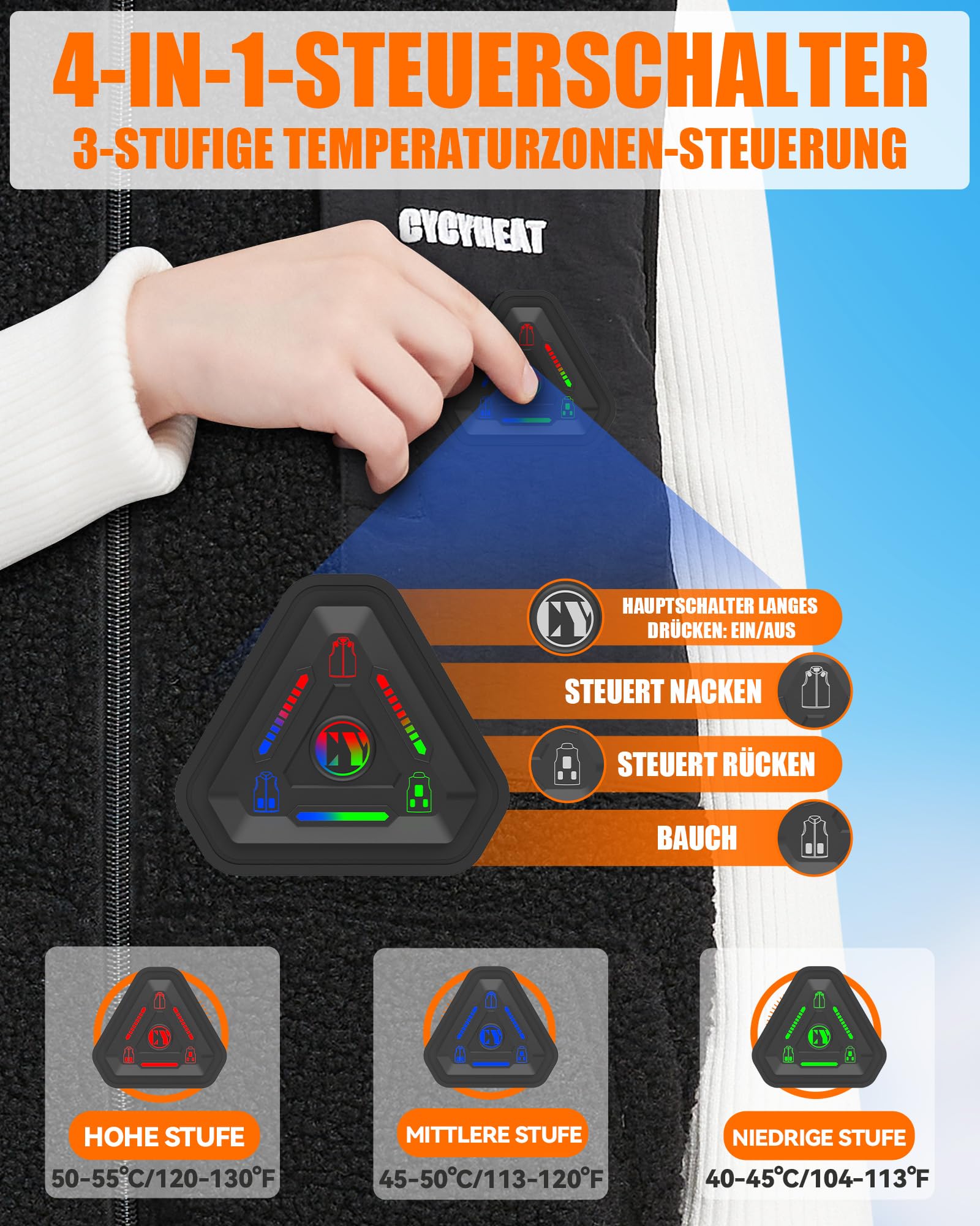 CYCYHEAT Gilet chauffant pour enfant avec batterie externe