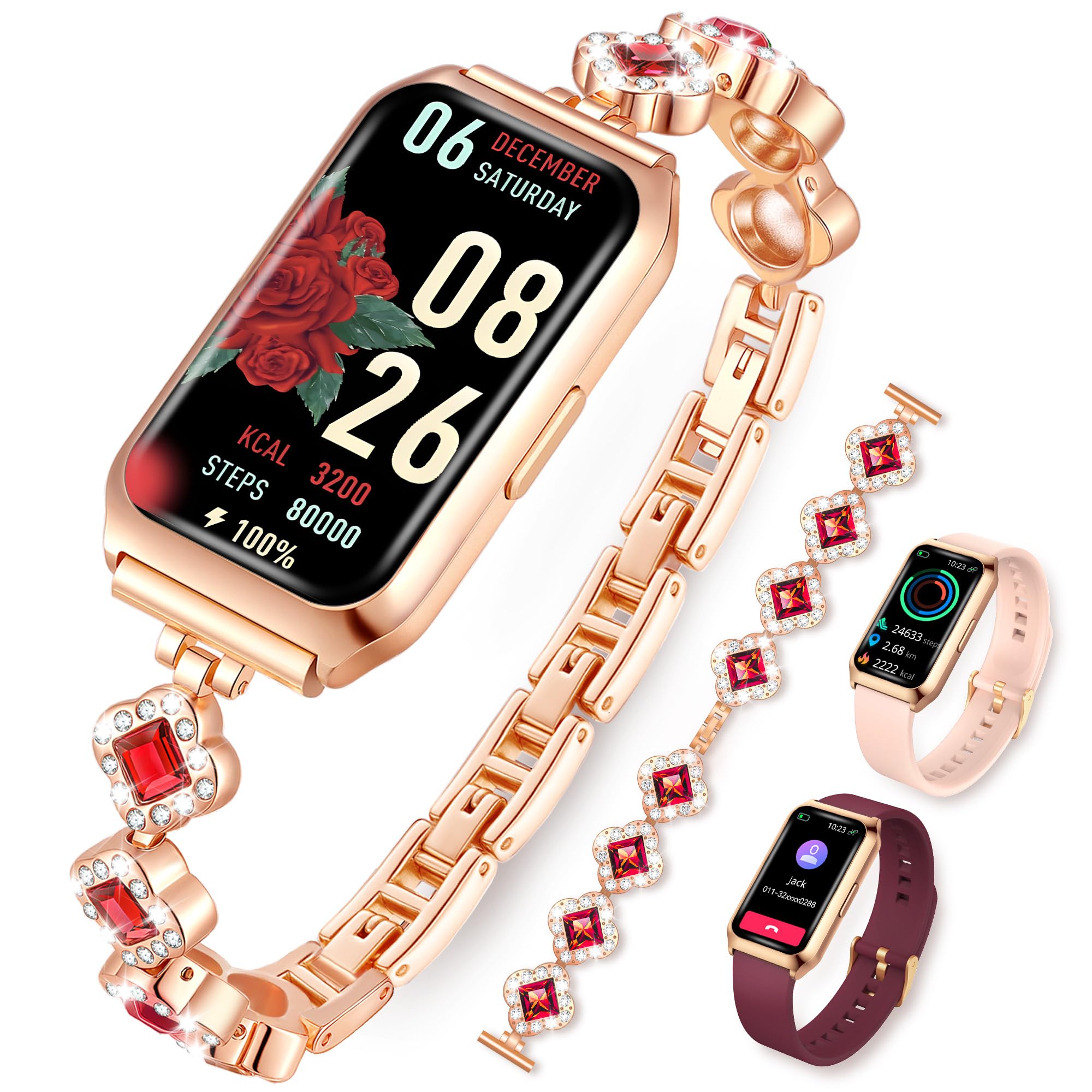 Reloj Inteligente Mujer, 1.47" Smartwatch Mujer Deportivos IP68 Impermeable Relojes Monitor de Ritmo/Sueño/SpO2 Podómetro para Android iOS