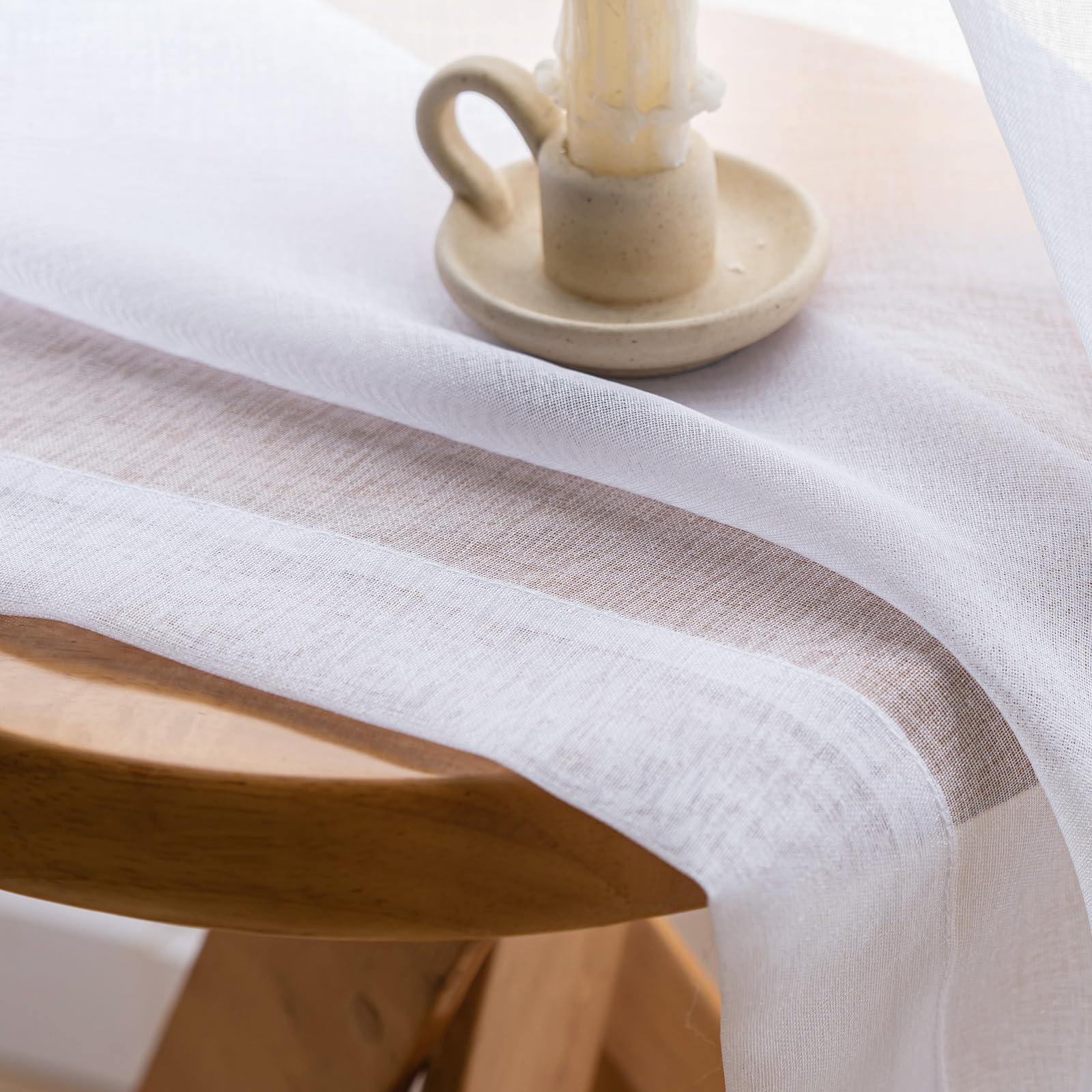 Mystic-Home Sheer Curtains White 84 Inches Long, Window Treatments Rod Pocket Drapes for Living Room, Bedroom, Semi Crinkle Voile Extra Wide Curtains for Yard, Villa, Parlor, 108"x 84", 1Pc