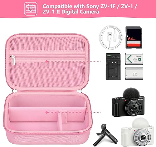 Miniatura 2 de Supmay Funda rígida de viaje para cámara digital Sony ZV-1F  ZV-1  ZV-1 II, funda protectora para kit de accesorios Vlogger, trípode y micrófono,