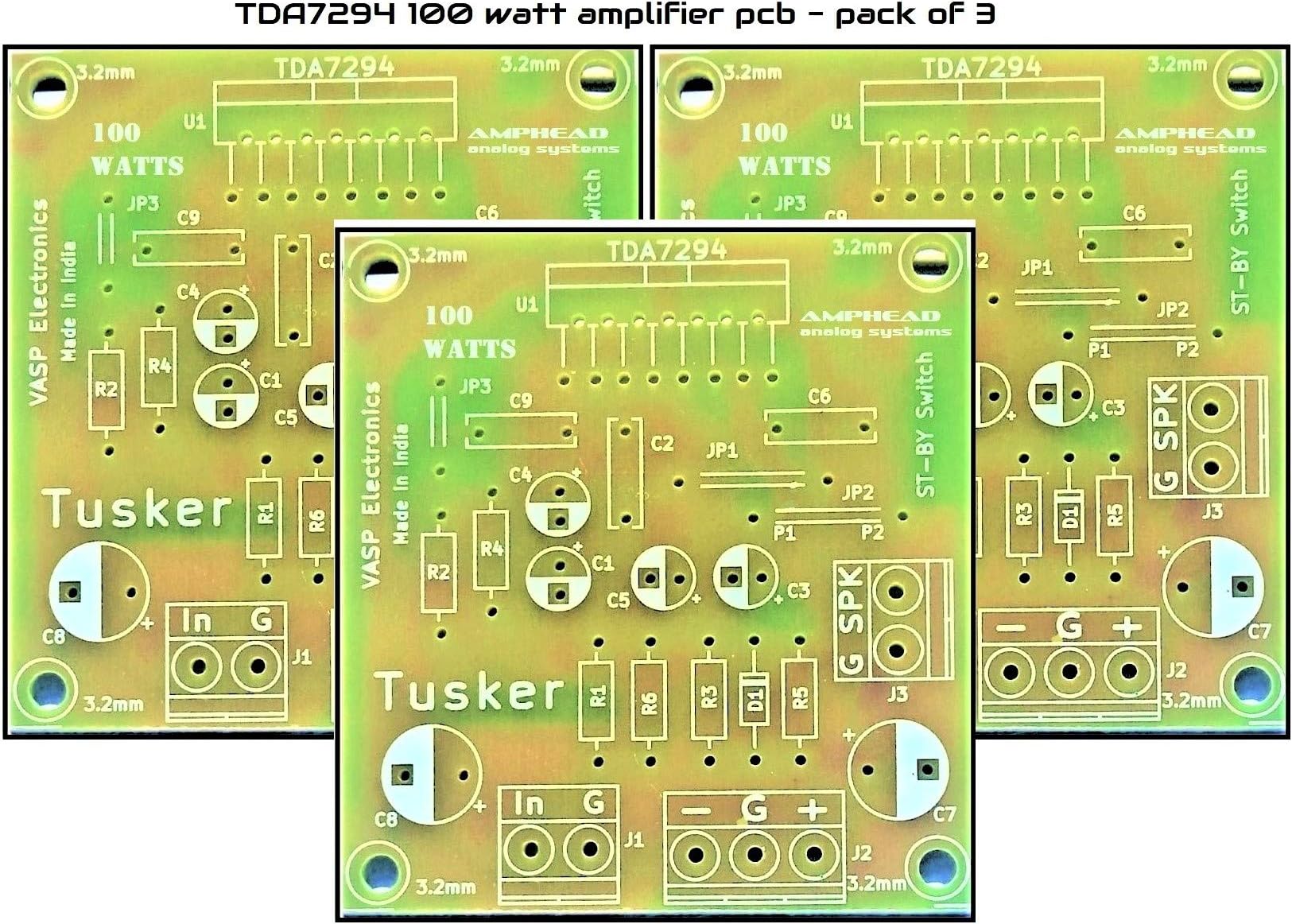 100 Watt Mono Amplifier High Power PCB Board, Compact Size for Home Theater DIY Projects - PCB Only TDA7294 - Pack of 3