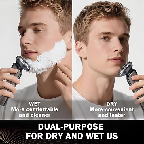 Miniatura 7 de Maquinilla de afeitar eléctrica para hombres, afeitadora eléctrica para hombres, sistema de afeitado giratorio de 3 cuchillas, carga rápida tipo C,