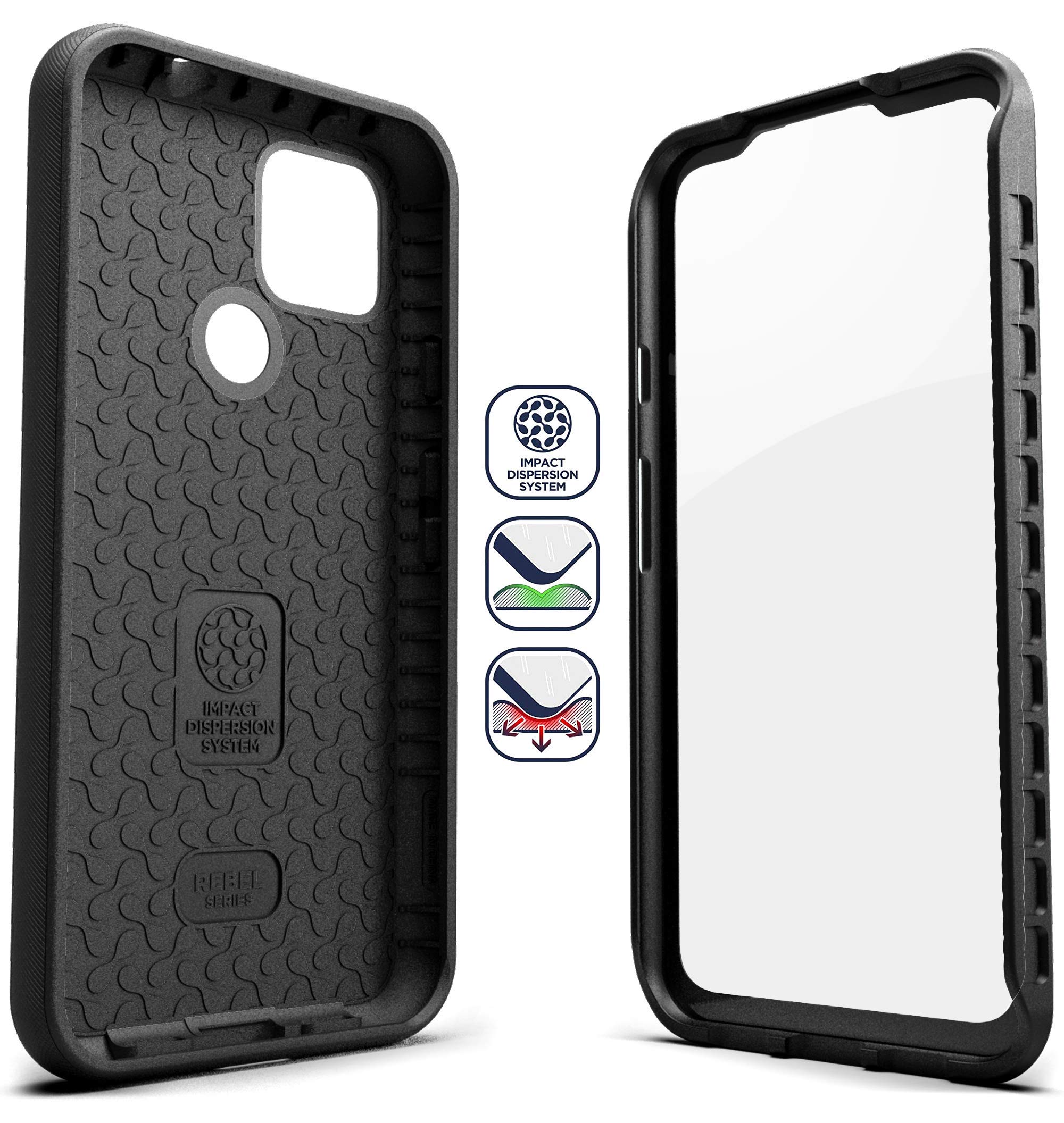 ENCASED RebelShield Designed for Pixel 4a 5G Case with Screen Protector, Heavy Duty Full Body Protective Cover with Build-in Screen Guard for Google Pixel 4a 5G - Black