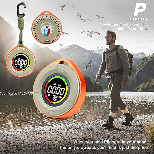 Miniatura 2 de Pildegro Detector de monóxido de carbono portátil 3 en 1, detector de CO de viaje recargable profesional y preciso con alarma fuerte, monitor de CO
