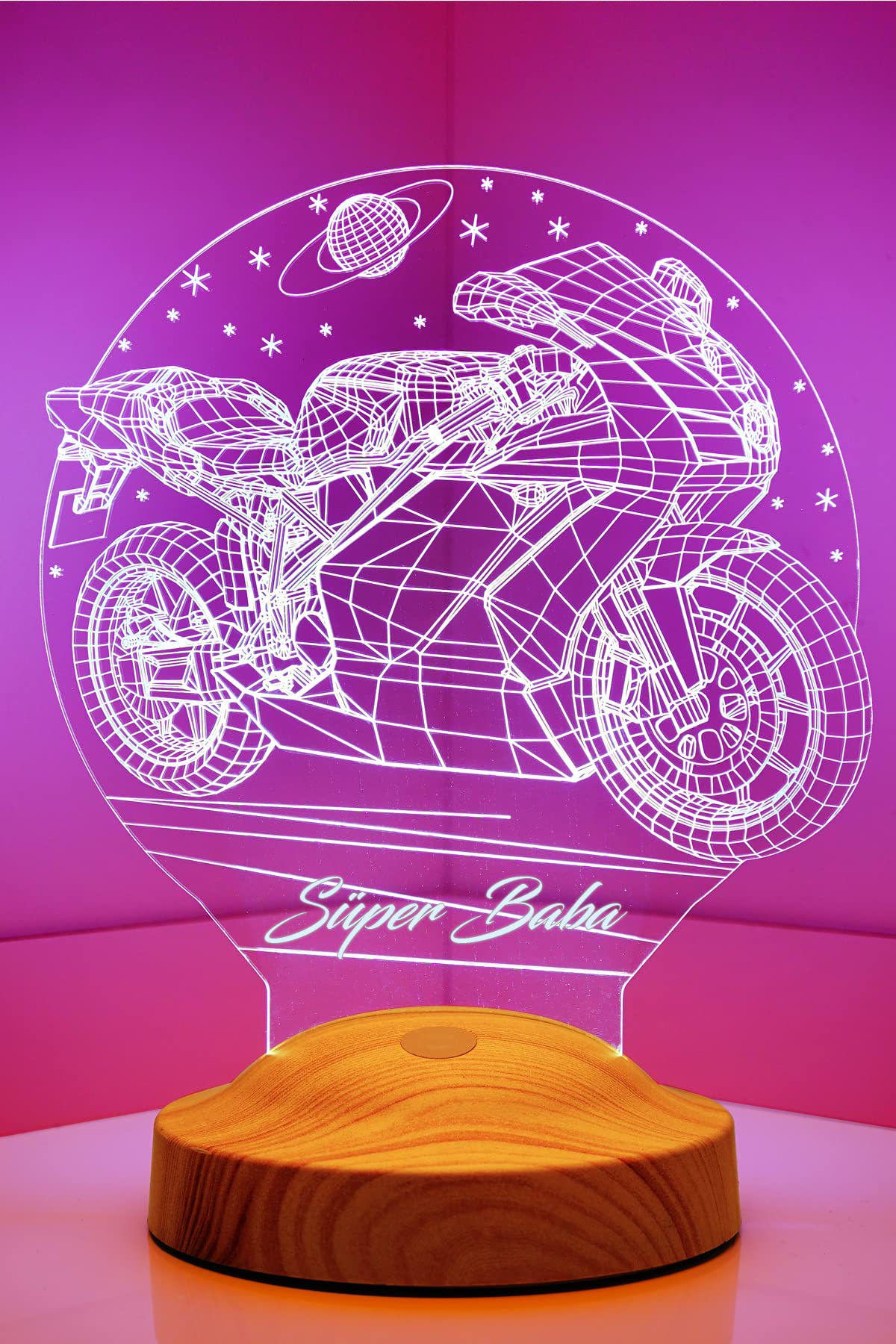 Babaya Hediye Motosiklet Racing, Babalar Günü Hediyesi Motor Hayranına 3D Led Lamba