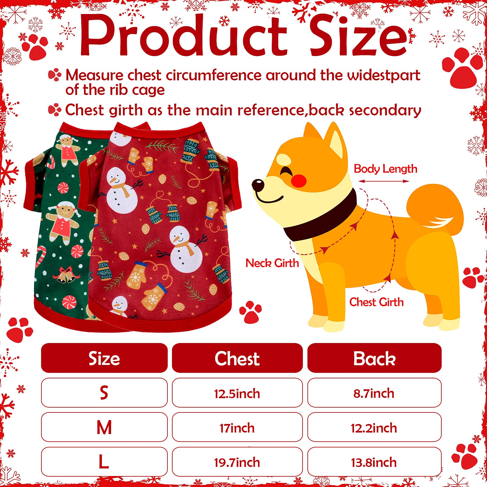 6 Pieces Christmas Dog Clothes Pet Shirts Breathable Puppy Vest Printed Christmas Snowman Reindeer Santa Claus Dog Shirts for Soft Outfit Dogs and Cats (S (3.3lbs-5.5lbs))