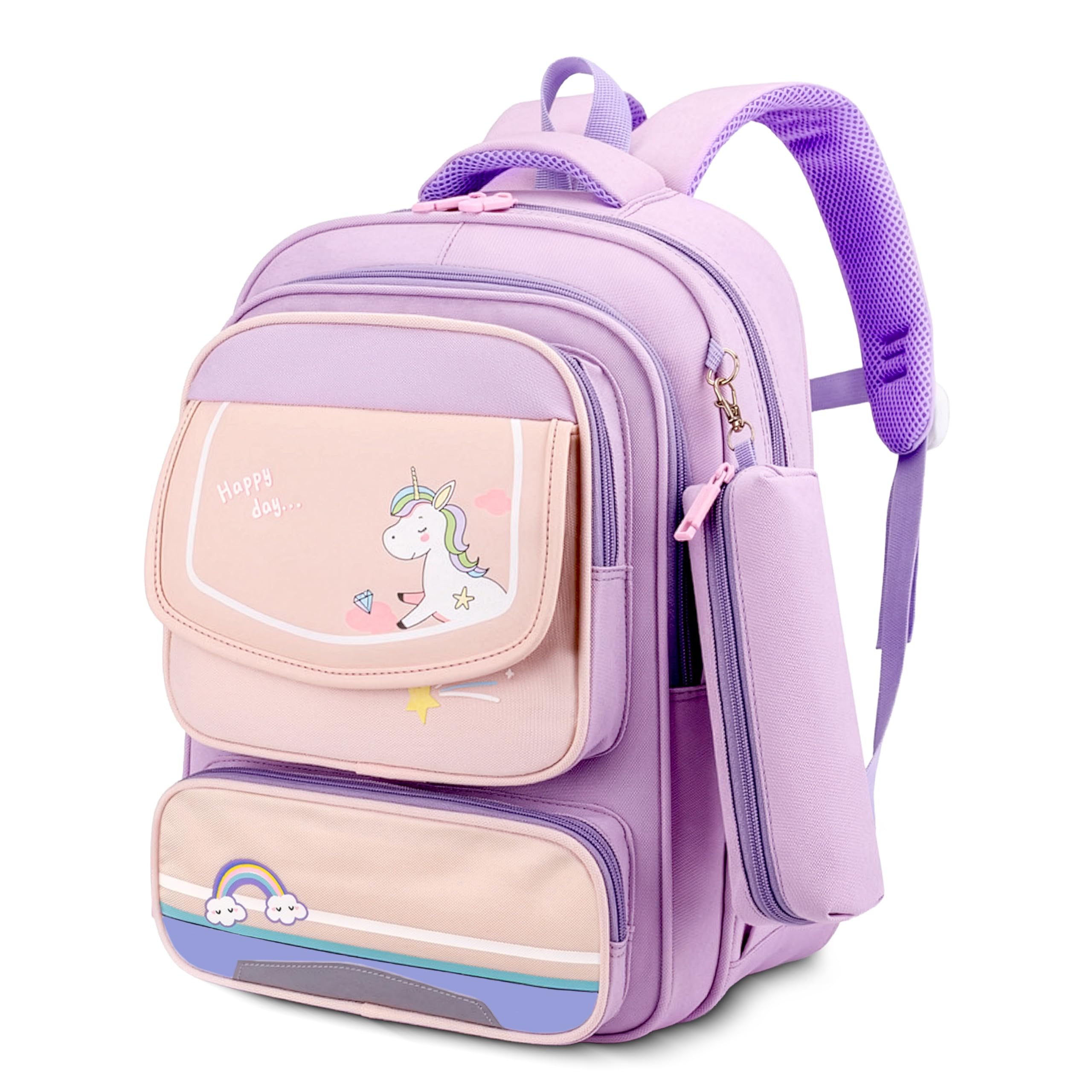 Storite School Bag for Kids Girls 17L | Unicorn Backpack | Cute Purple School Backpack | Lightweight Water-Resistant Bag for Nursery, Preschool & Primary | Travel & Birthday Gift