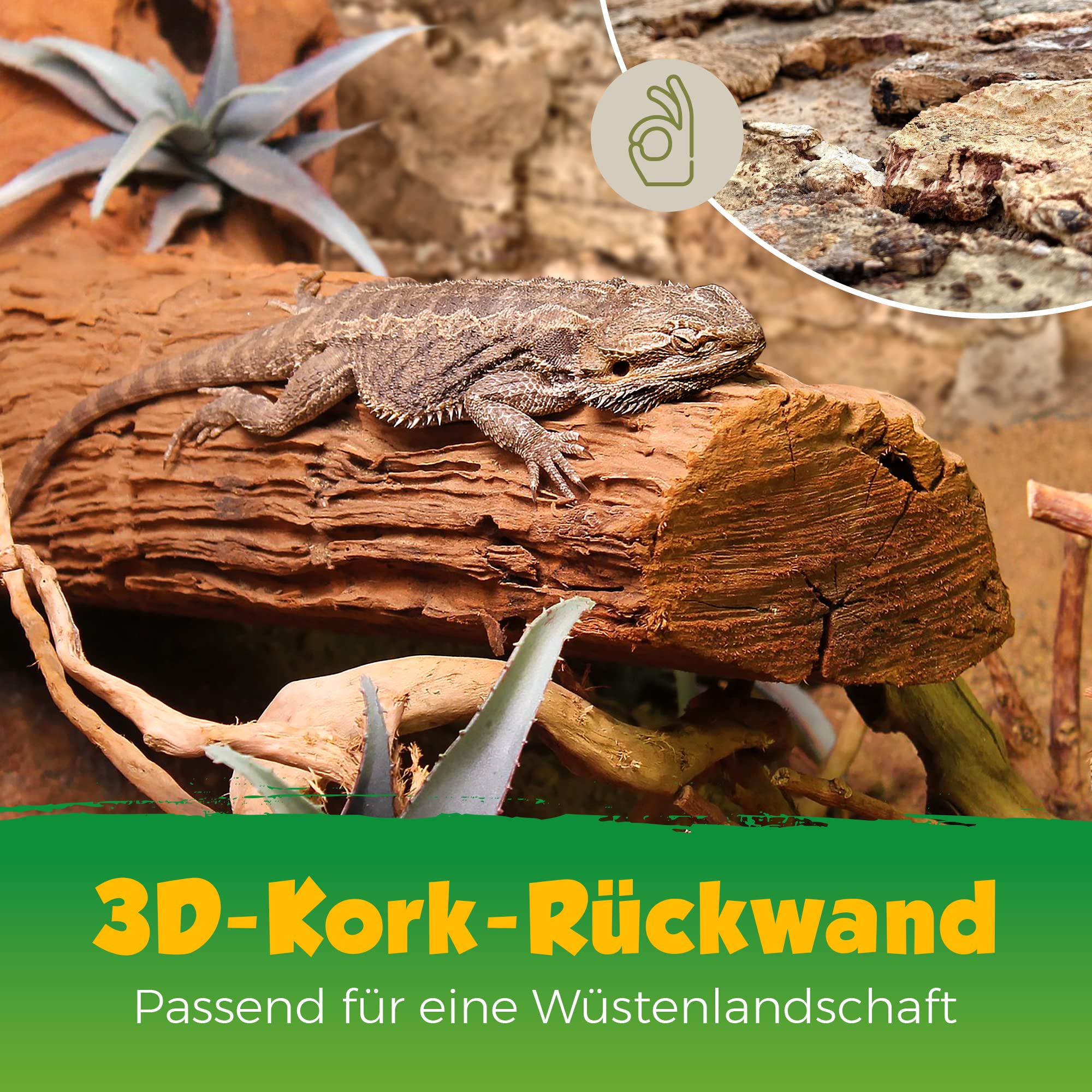 Korkrückwand 3D 90 x 60 cm Desert Wüste natürliches Design Korkstücken Made in Portugal