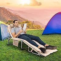 Vista 8 de COSTWAY Sillón reclinable plegable acolchado de gran tamaño de 4 pliegues beige