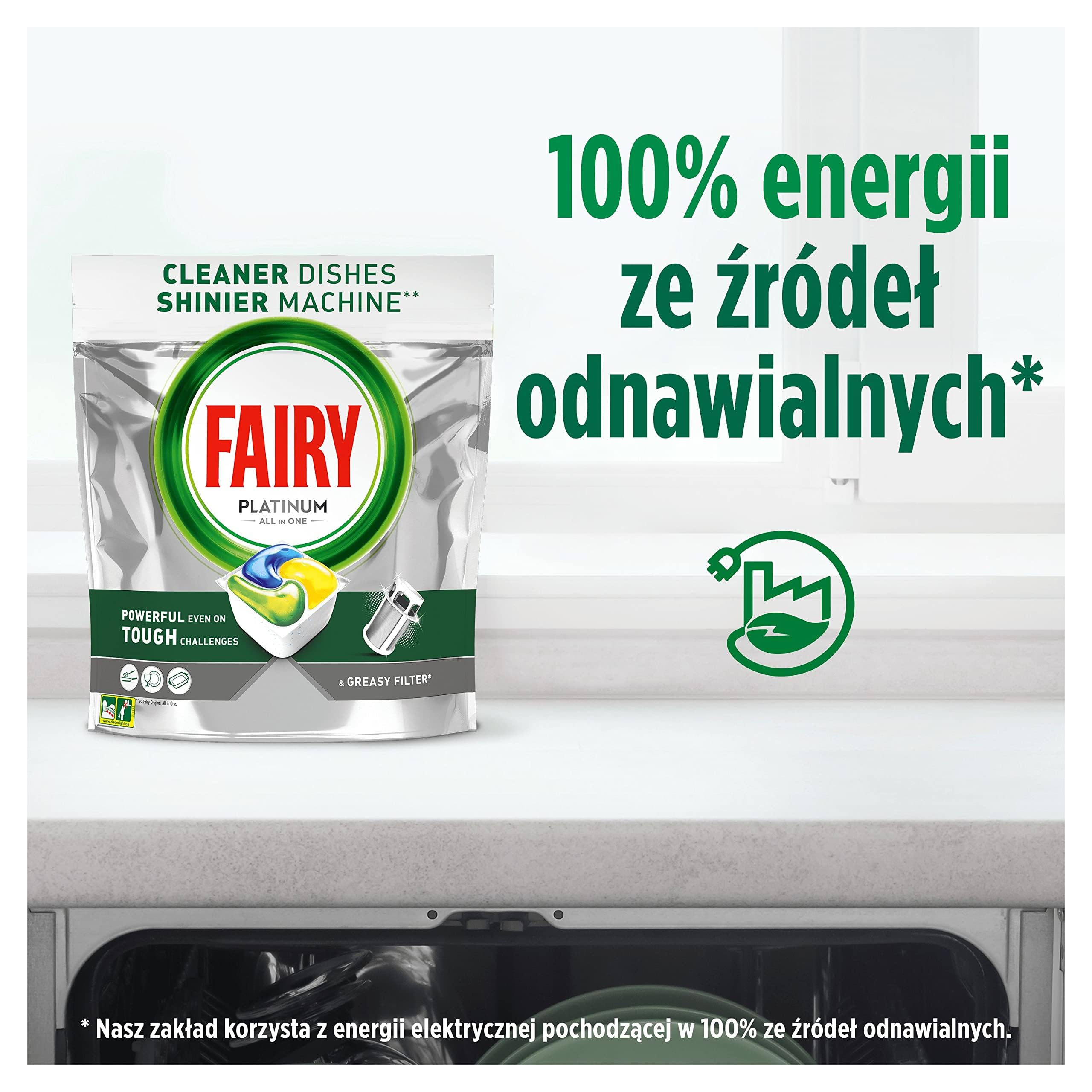 Fairy Platinum - Spülmaschinentabs All-In-One 100 Kapseln Zitrone Lemon Geschirrspültabs, Geschirrspülmittel Tabs in Sparpack