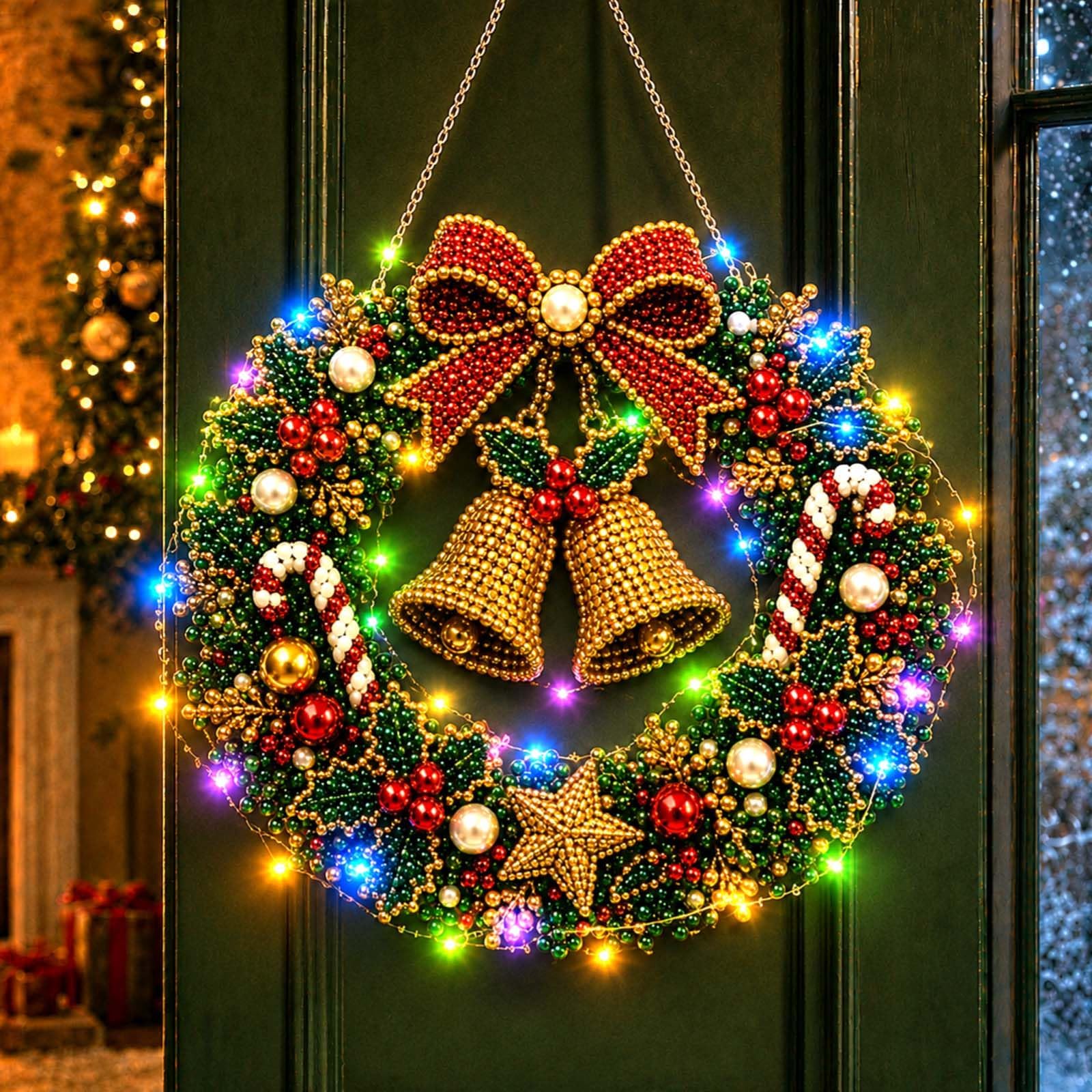 Christmas Pearl Diamond Painting Kit with LED String Lights (I)