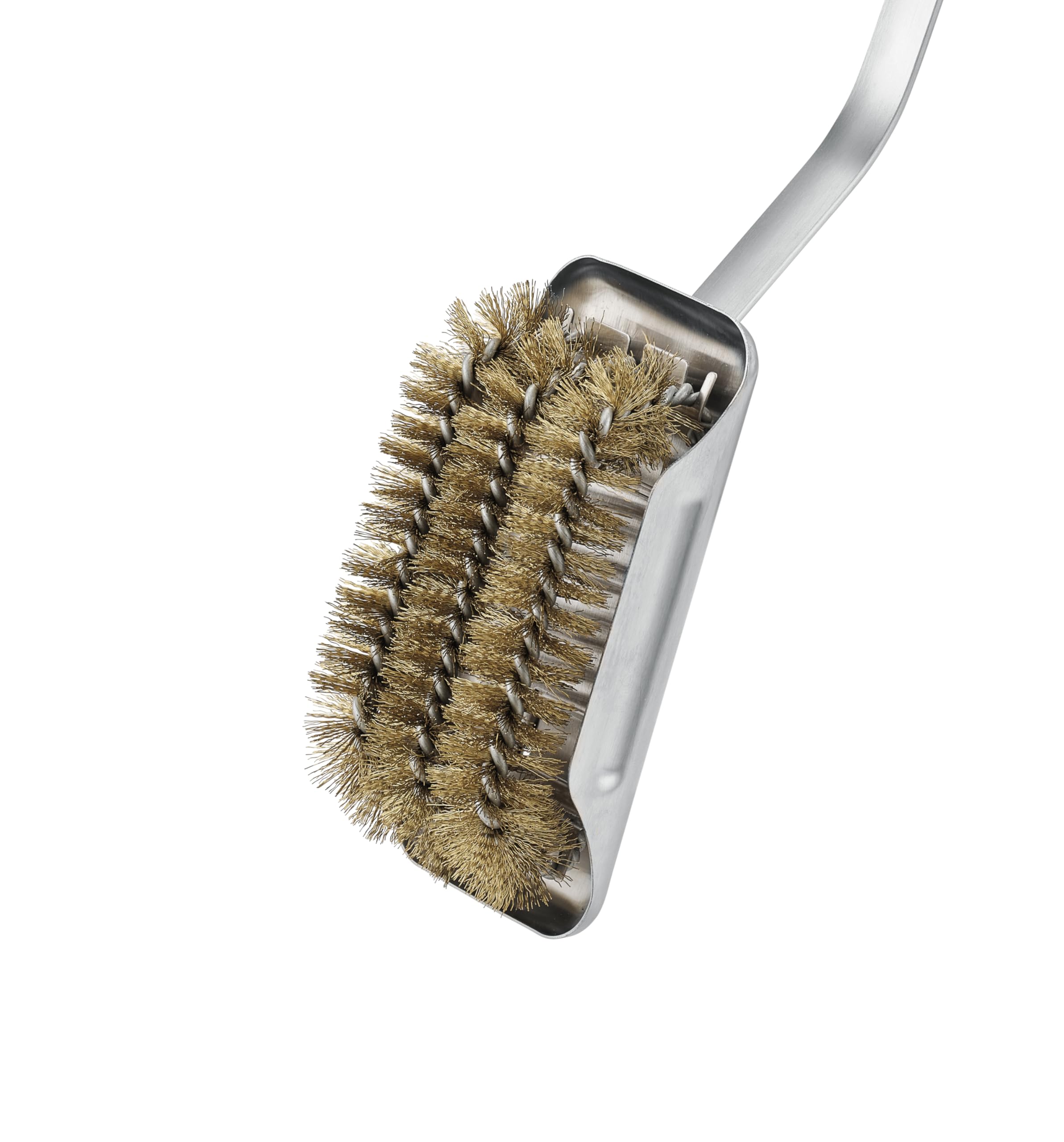 RÖSLE SlideX Grillbürste mit langem Stiel, wechselbare Borsten, silbern | Hochwertige Reinigungsbürste mit Kunststoffgriff, Messing, Länge: 47 cm, Breite: 8,5 cm, Höhe: 8,5 cm