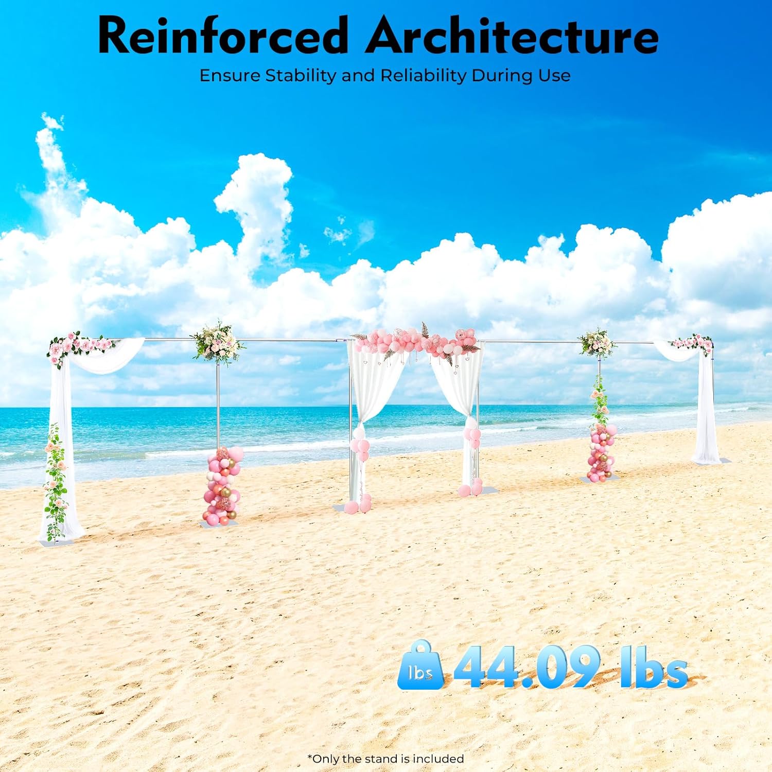 Professional 10ft x 50ft Adjustable Telescopic Backdrop Stand Pipe Kit - Heavy Duty Steel Base Photography Curtain Frame Support System for Wedding/Event/Trade Show