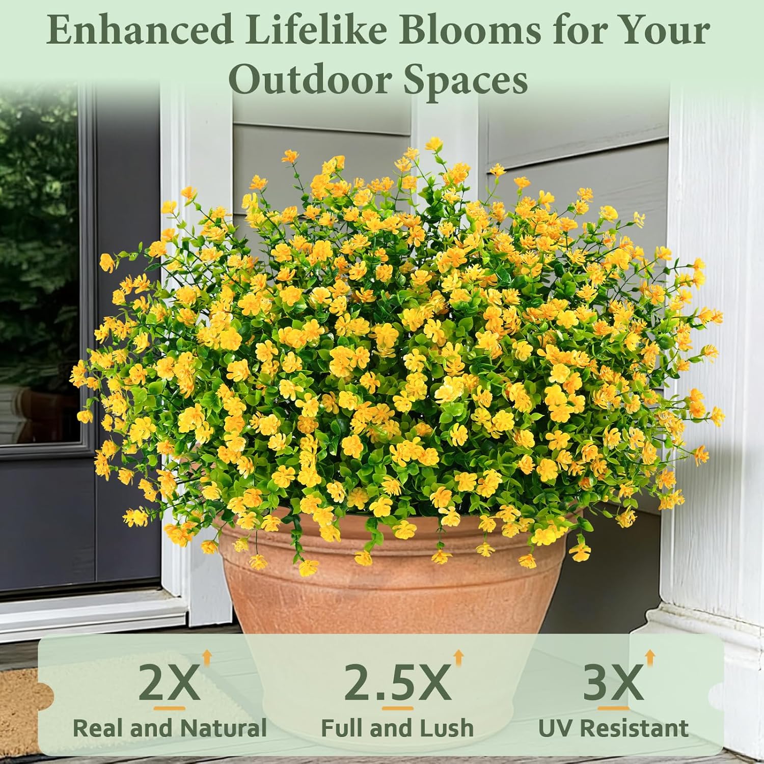 Yastouay Artificial Flowers for Outdoors UV Resistant, 14 Bundles Yellow Realistic Fake Outdoor Flowers Fake Plants, Faux Flowers for Outdoor Planters Front Porch Garden Window Box Farmhouse Decor