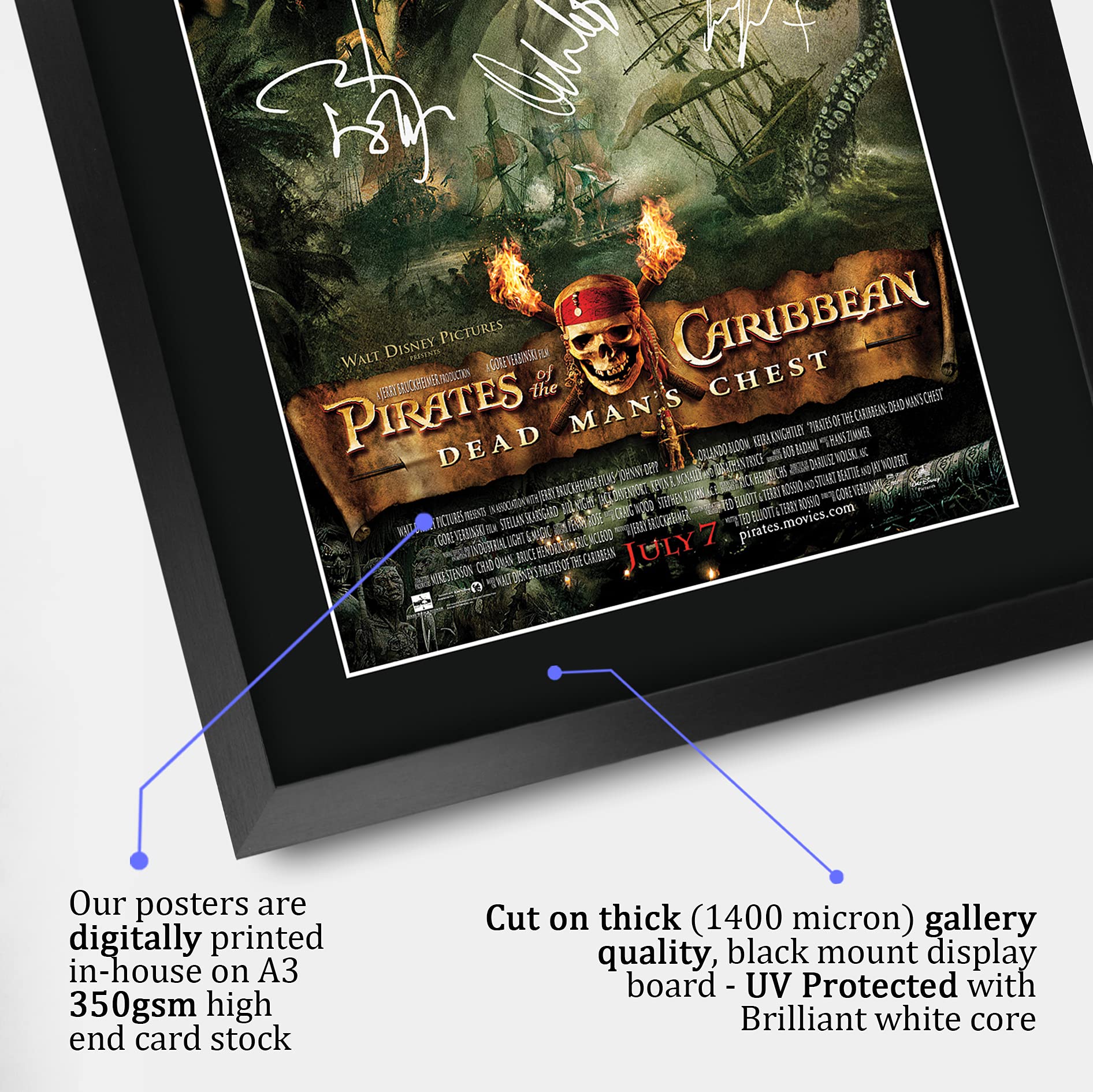 HWC Trading FR A3 Pirates of the Caribbean 2 Dead Man's Chest Jonny Depp Gifts Printed Poster Signed Autograph Picture for Movie Memorabilia Fans - Image 4