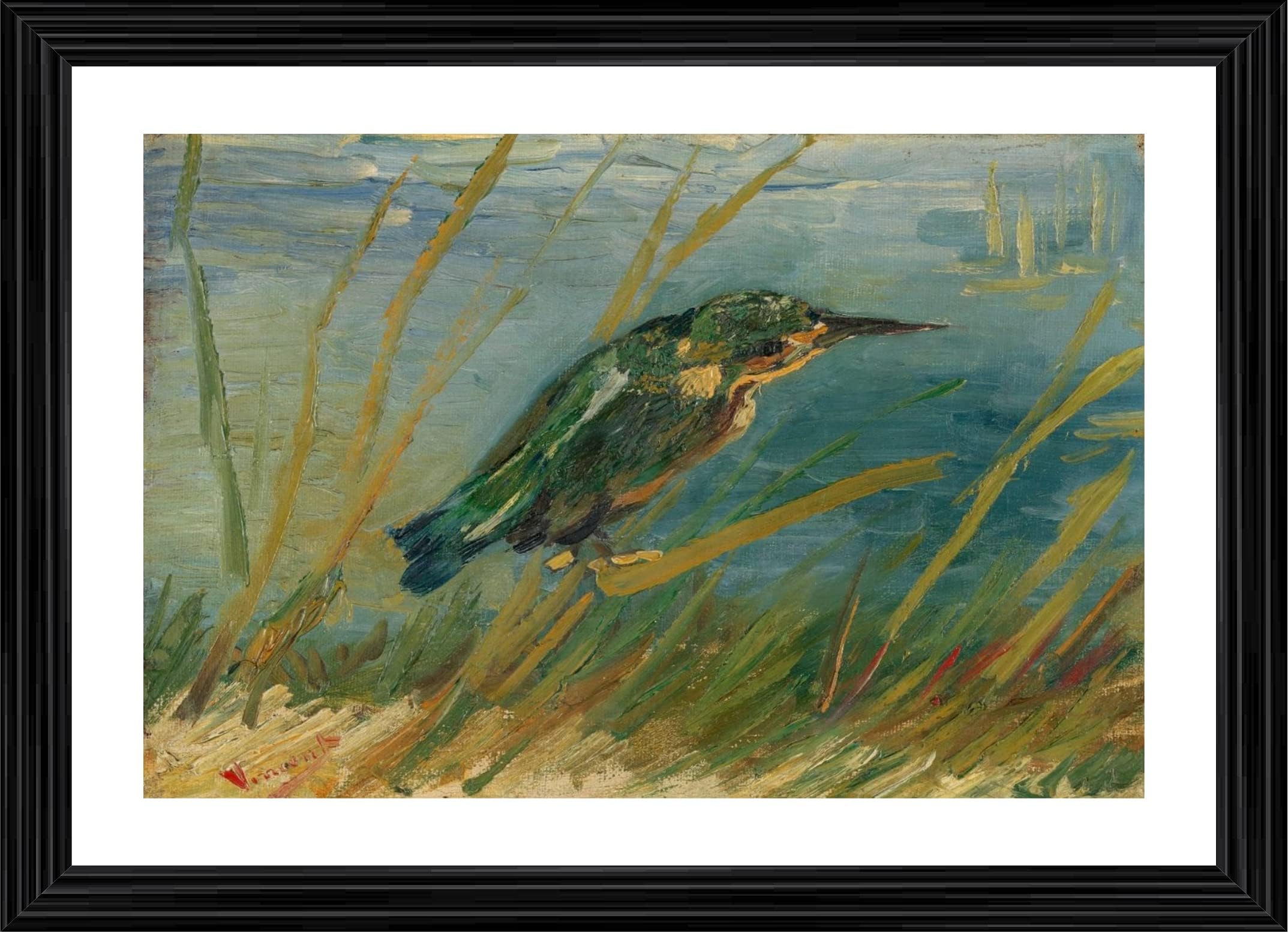 Decoratus� *Kingfisher by the Waterside* (1887)- A Famous Painting by Van Gogh, Wall D�cor Frame. Matt Satin Print with MDF & 2"PS Black Frame. Size 18"x24".