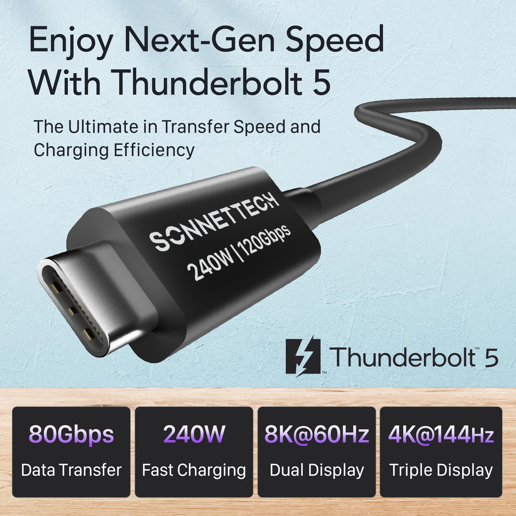 Sonnet Thunderbolt 5 Kabel, 0.5m - Kabel
