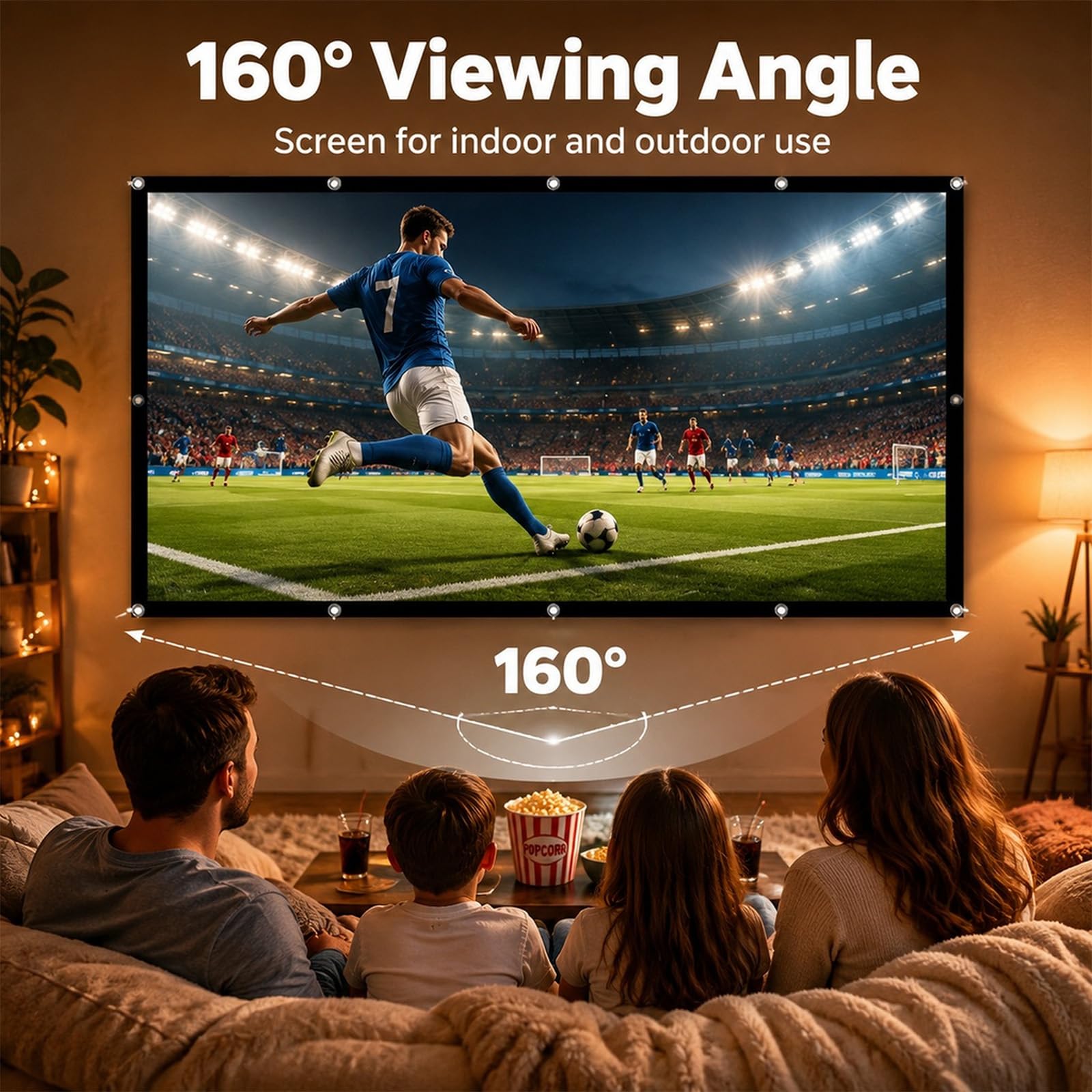 Beamer Leinwand 100 Zoll, 16:9 Verdickter, Tragbare Faltbar Anti-Falten Projektion leinwand, Tragbarer Projector Screen for Home Theater Backyard Indoor and Outdoor Camping
