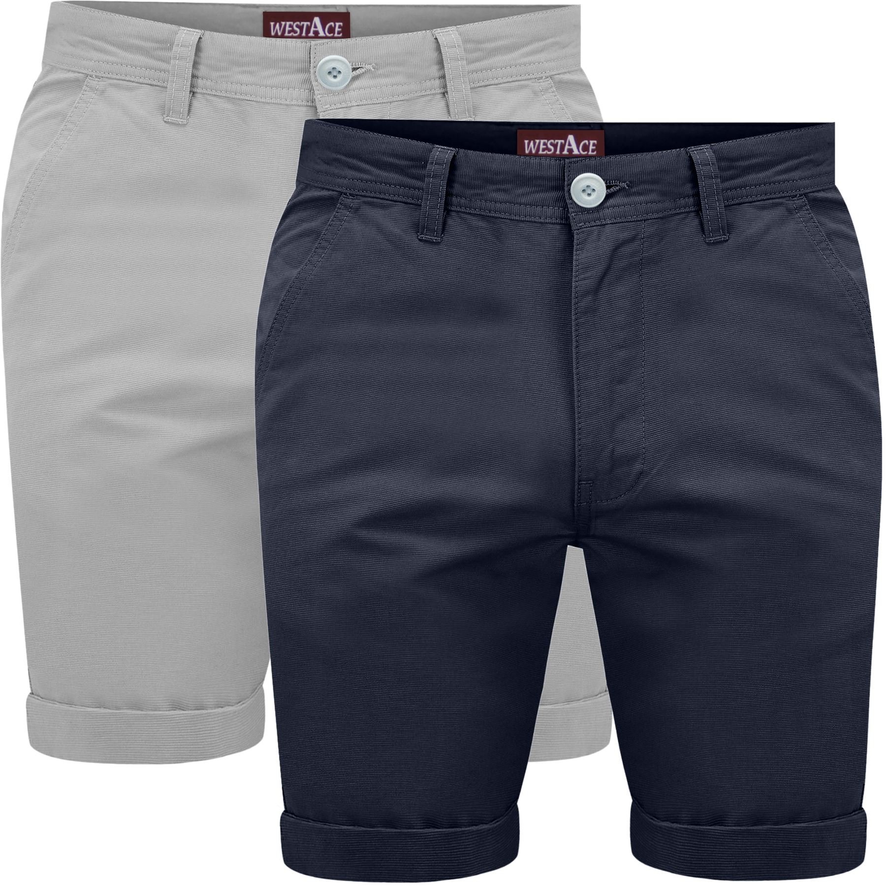 Westace Men's Navy & Grey 2K16jan New Smart Cotton Summer Chino Shorts Rollup Combat Casual Cargo[,36" Waist]