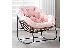 HOMEFUN Oversized Papasan Rocking Chair: Relaxation in Pink