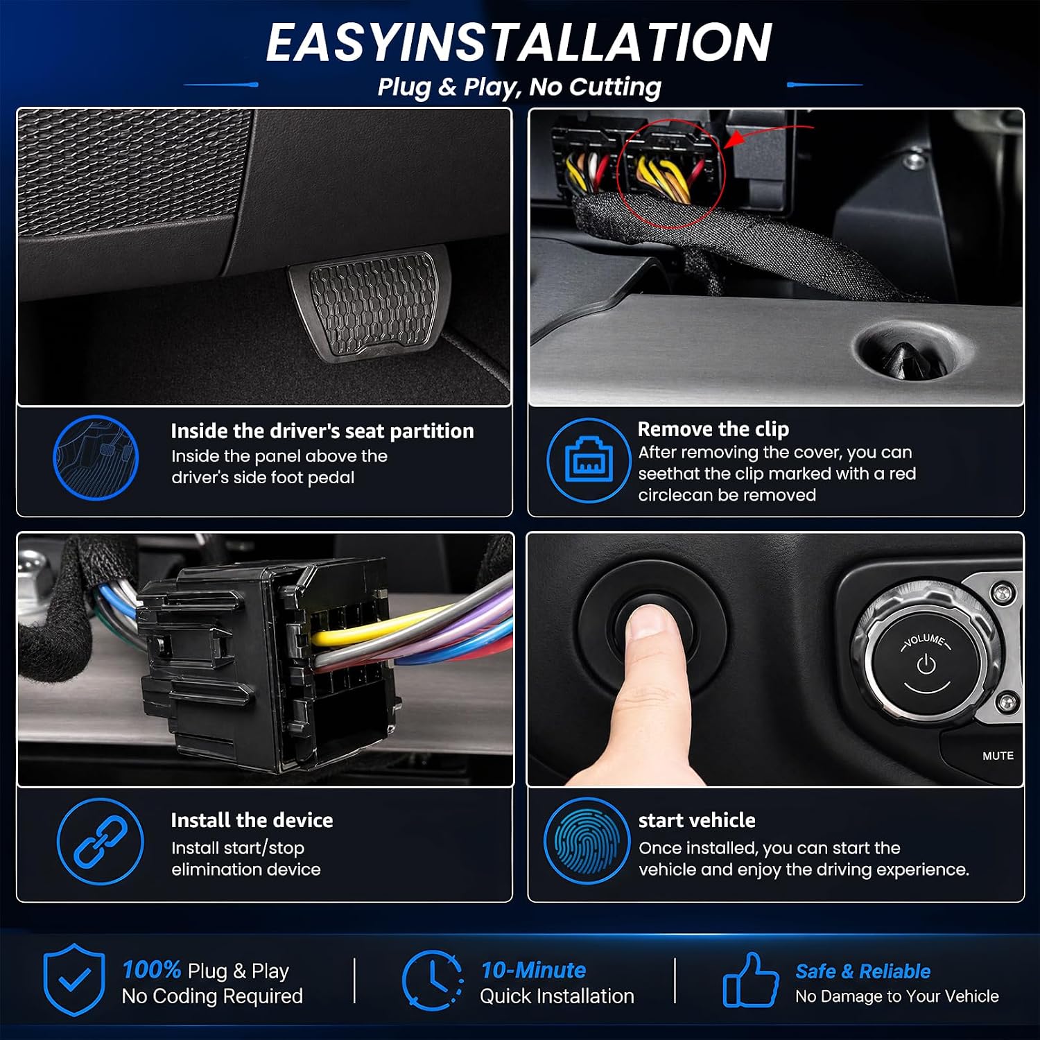 Auto Start Stop Eliminator for 2018-2025 Jeep Wrangler JL and 2020-2025 Gladiator JT, Intelligent Memory Module to Disable Automatic Engine Stop, Fits US and Canada Models Only