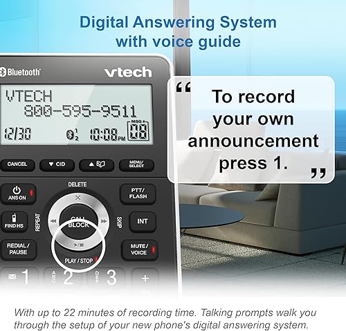 Miniatura 3 de VTech VS306-5 DECT 6.0 5 teléfonos inalámbricos para el hogar con Bluetooth, sistema de contestación, bloqueador de llamadas inteligente, anuncio de