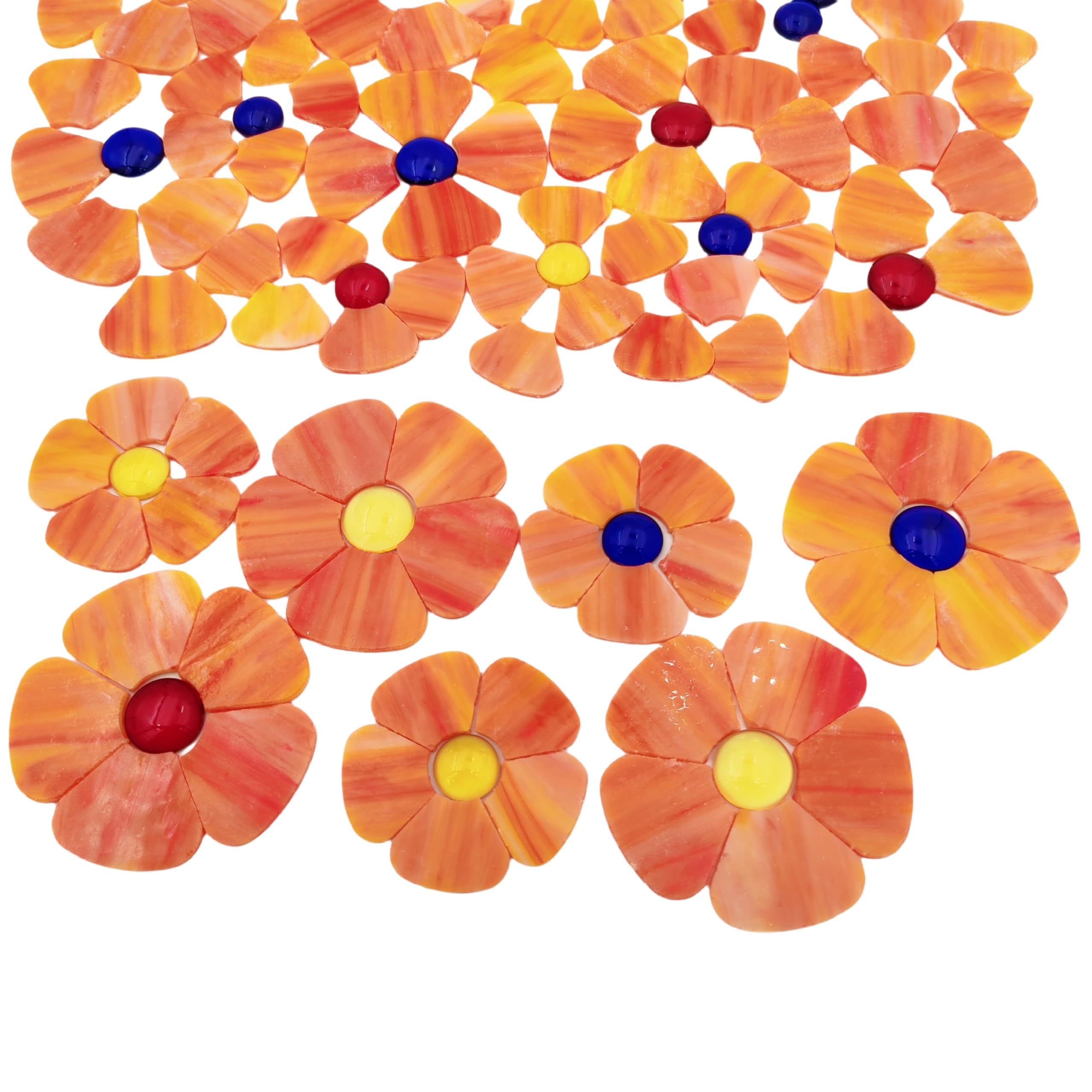 20 tessere a mosaico in vetro colorato con petali di 2 dimensioni, per fai da te, artigianato floreale, decorazione per la casa, decorazioni per interni ed esterni, con scatola (groviglio)