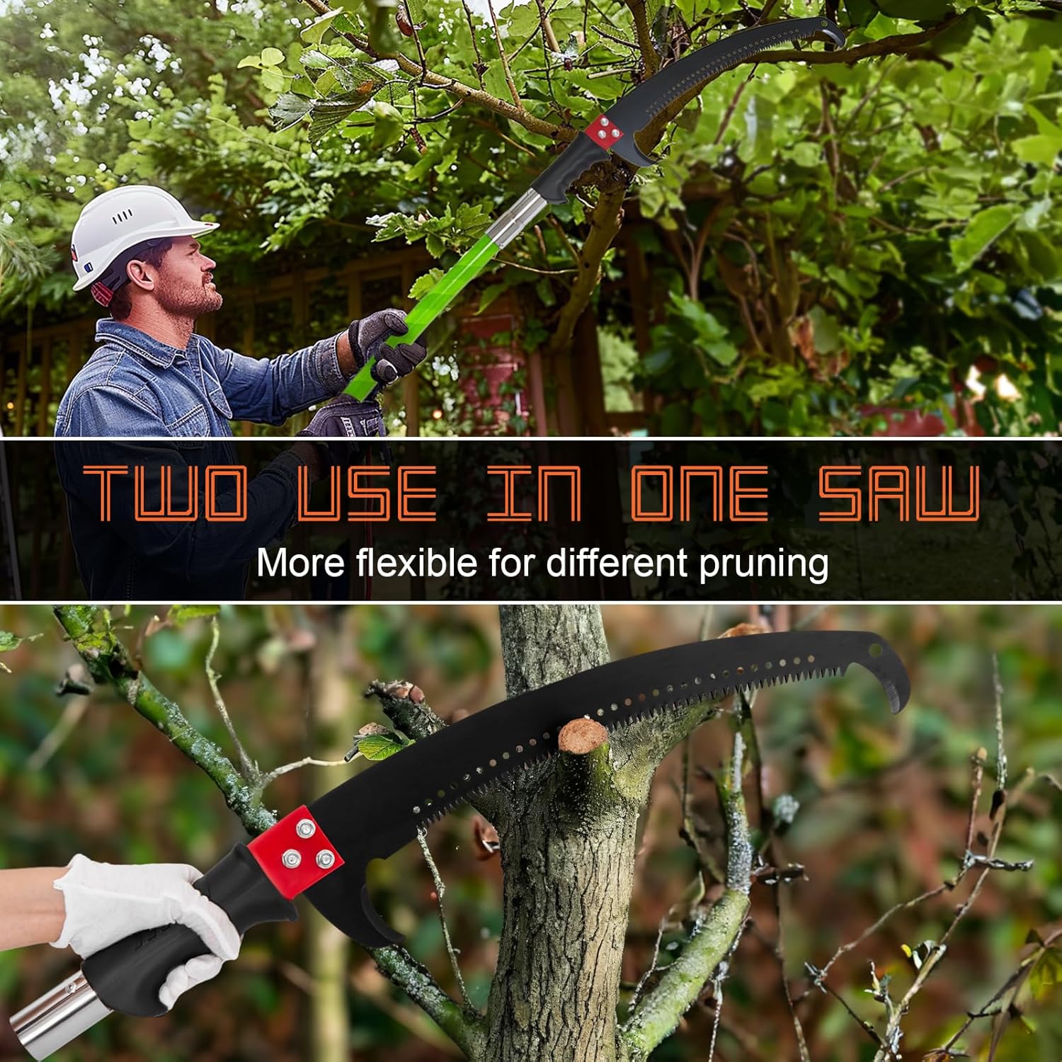 Tree Pruner Pole Saw for Trimming, 7.3-27ft Manual Extendable Tree Trimmer, Ideal for Palms and Shrubs
