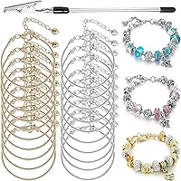 BRACELETMAKINGKIT 20pcs Snake Chain Charm Bracelets Gold Silver Adjustable w/ Extender Lobster Clasp & Helper Tool DIY Jewelry Making Kit