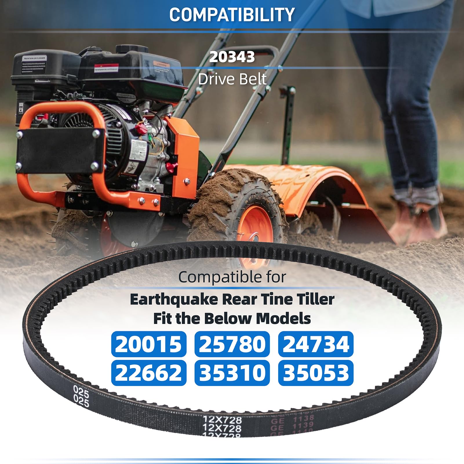 Snapklik.com : 20343 Drive Belt Compatible For Earthquake Rear Tine ...