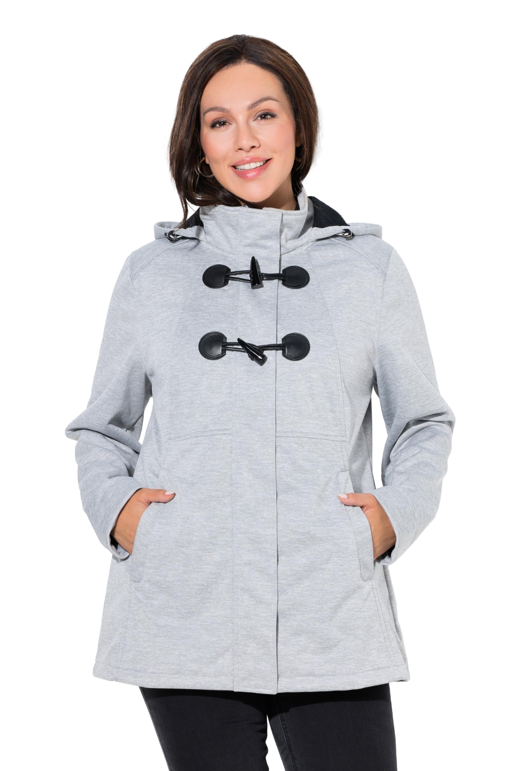 Ulla Popken Damen große Größen Übergrößen Plus Size HYPRAR Softshelljacke, Knebelknöpfe, wasserabweisend 846744