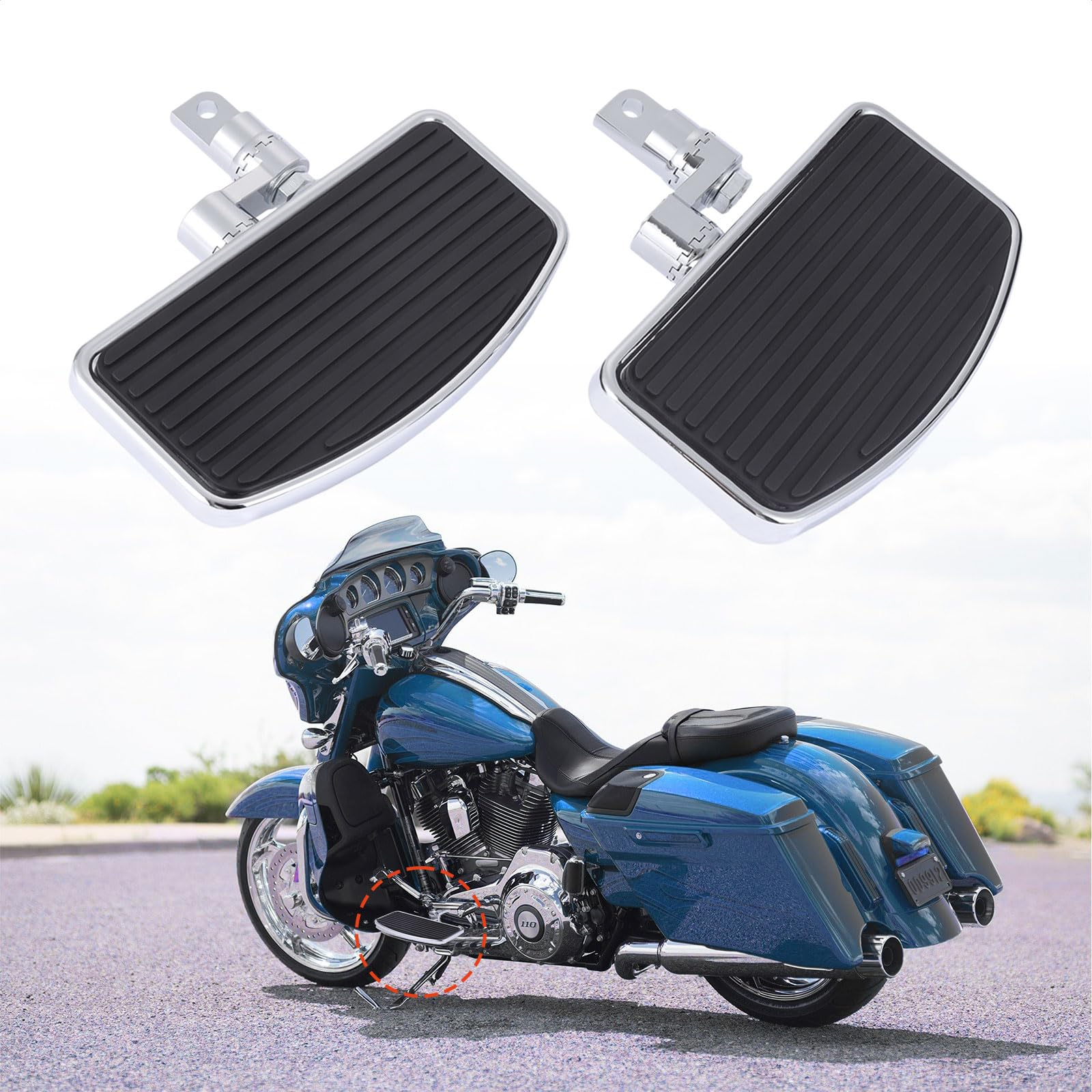 Front Rider Floorboards Adjustable for Harley Sportster 883 1200, Driver Foot Pegs Footboard Pedals for Models with Cuff Footpeg Bracket