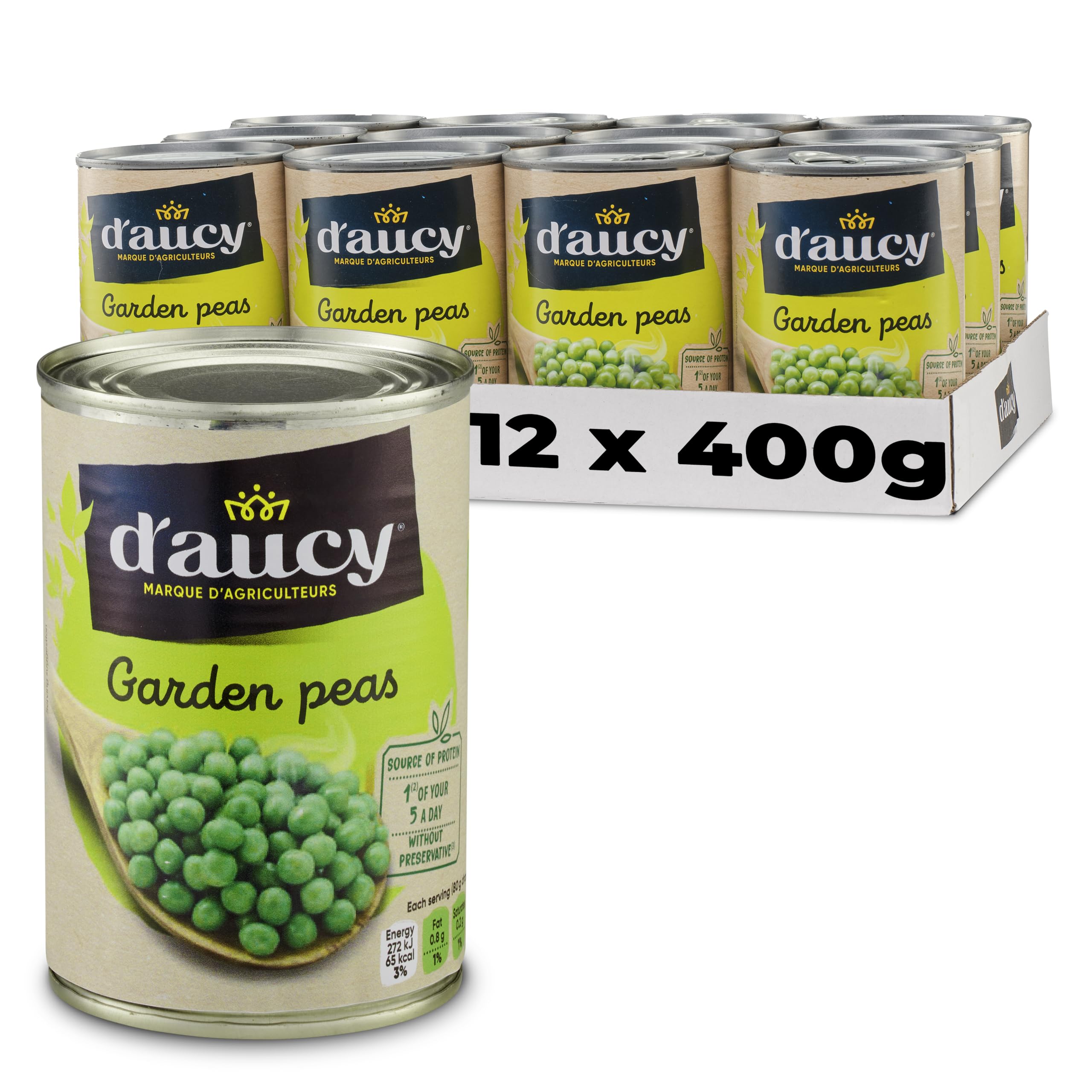 D'Aucy Garden Peas 400 g (Pack of 12)