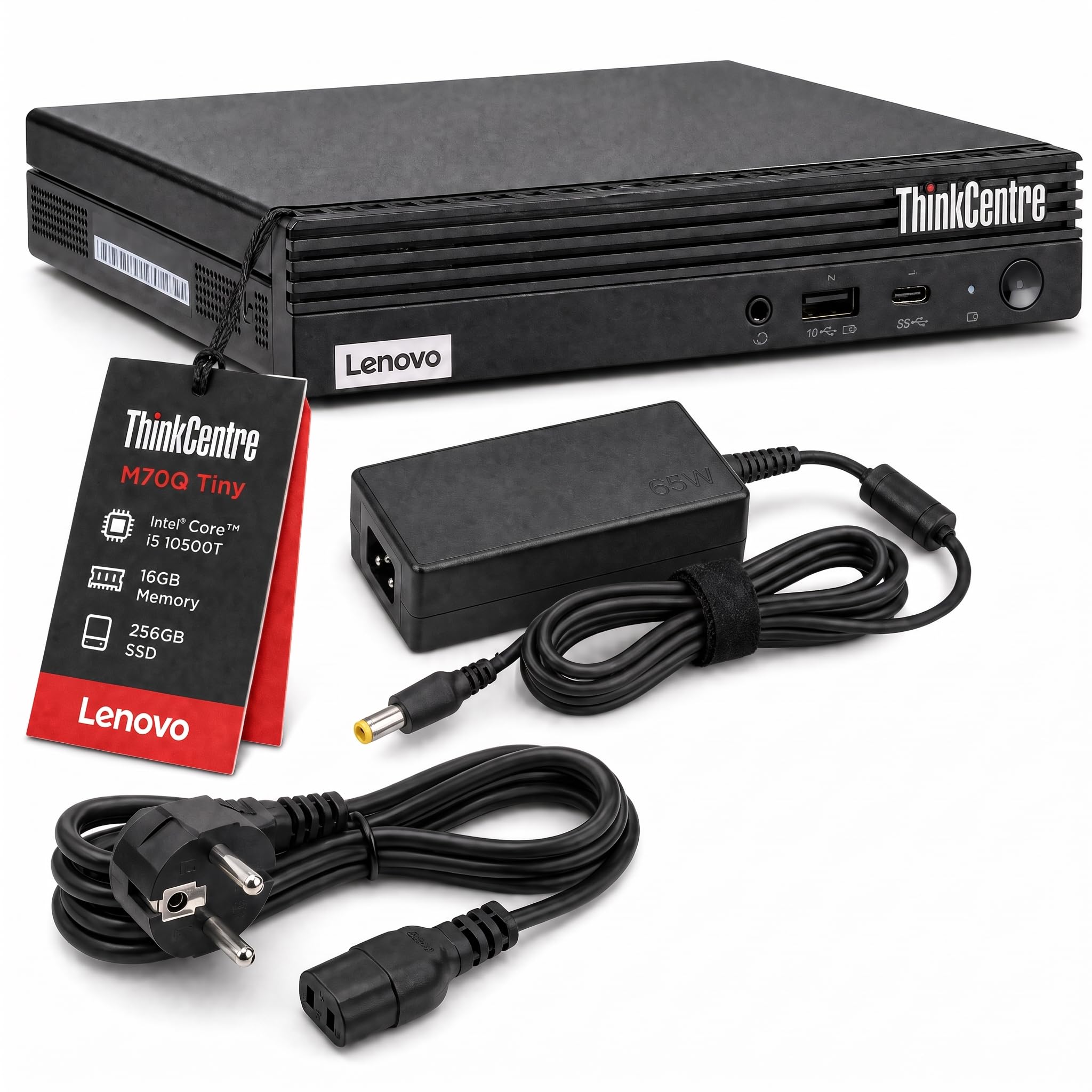 Lenovo ThinkCentre M70q Tiny Intel Core i5 10500T 256GB SSD Festplatte 16GB Speicher Windows 11 Pro Desktop Computer Mini PC (Generalüberholt)