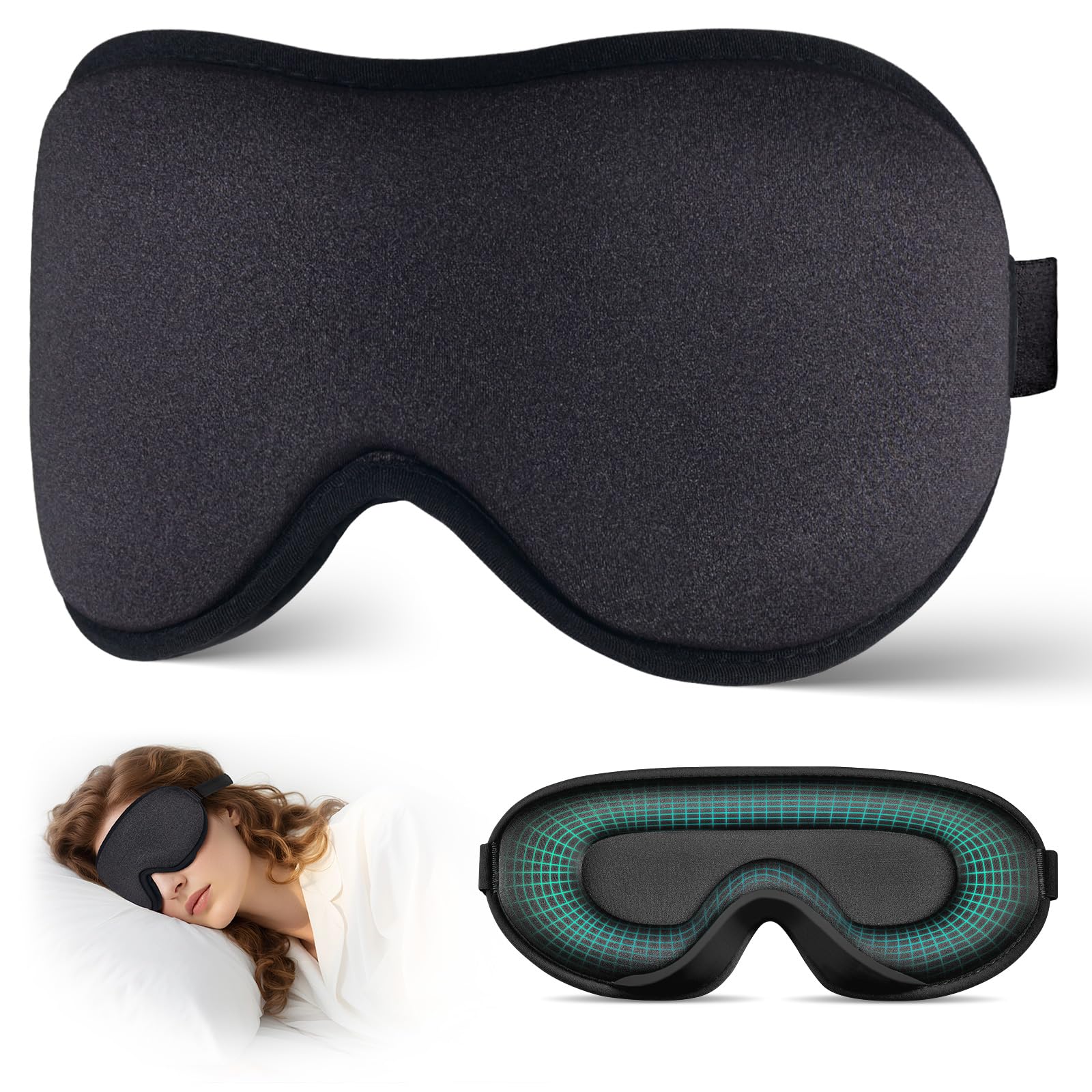 Sleep Mask for Side Sleeper Men Women Zero Eye Pressure 3D Light Blocking Design Soft Breathable Eye Shade