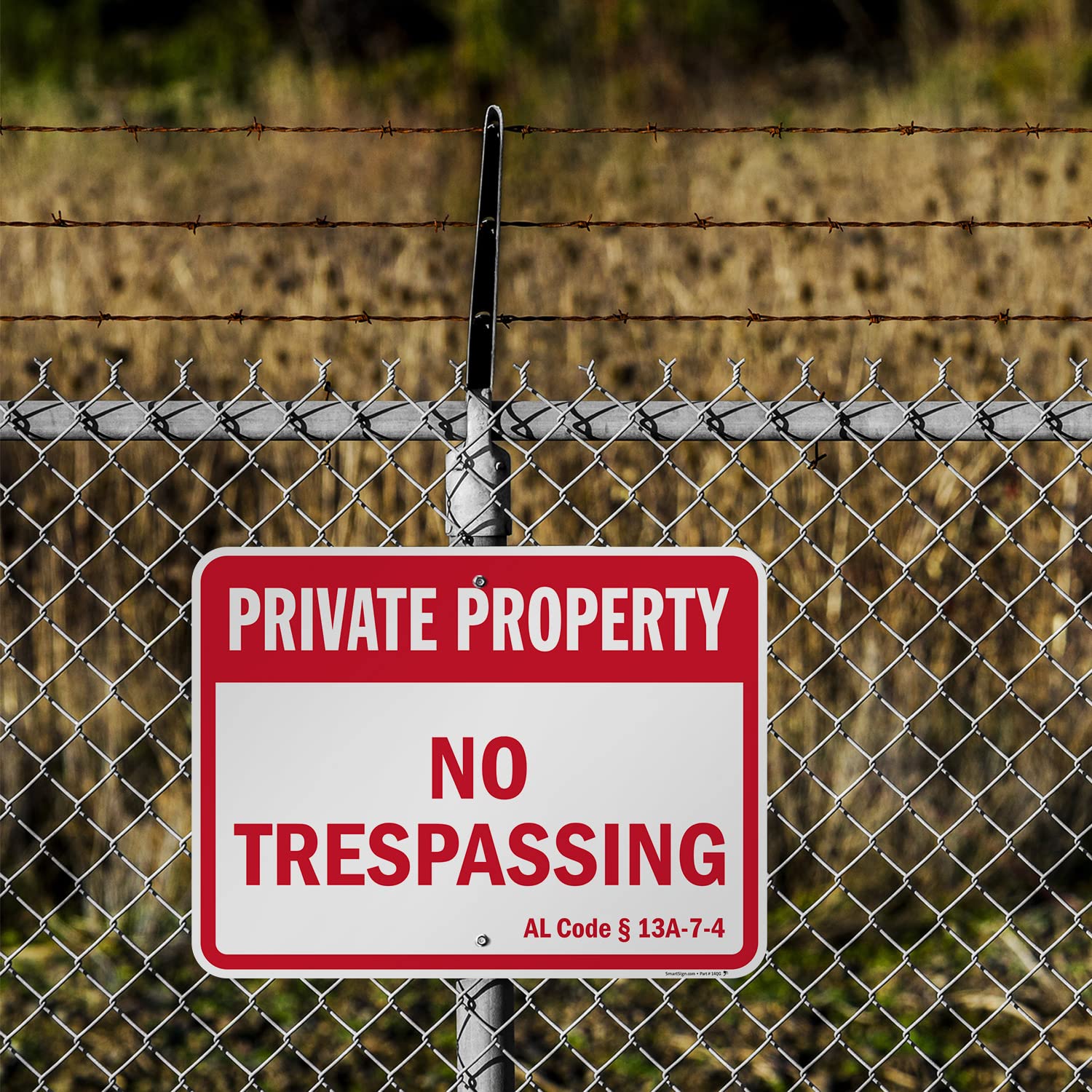 SmartSign Panneau officiel Alabama « Private Property - No Trespassing » | 45,7 x 61 cm en aluminium