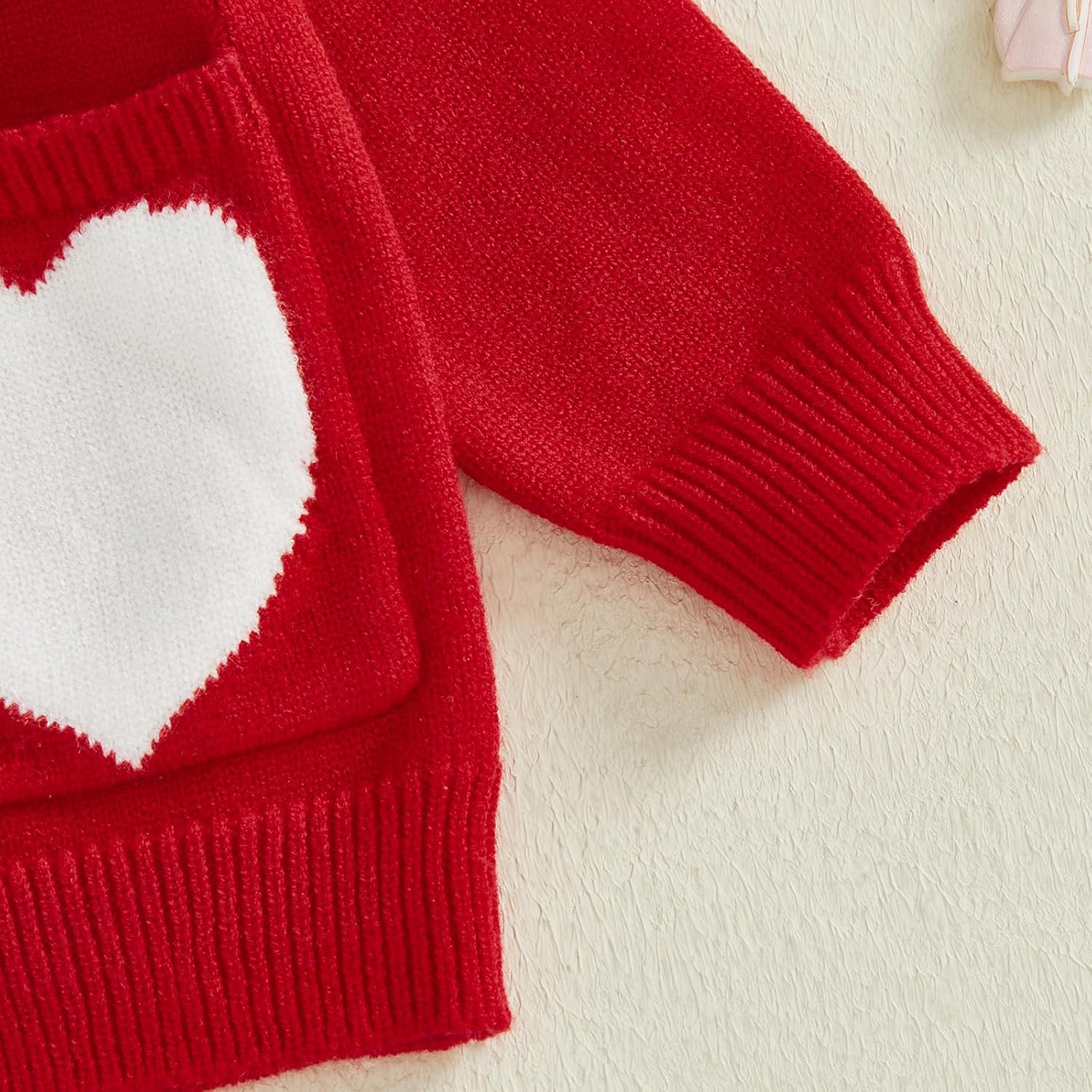 Ledy Champswiin Toddler Baby Girl Valentines Sweater Hearts Embroidery Cardigan Sweater Chunky Coat Infant Girl Knit Sweater - Image 5