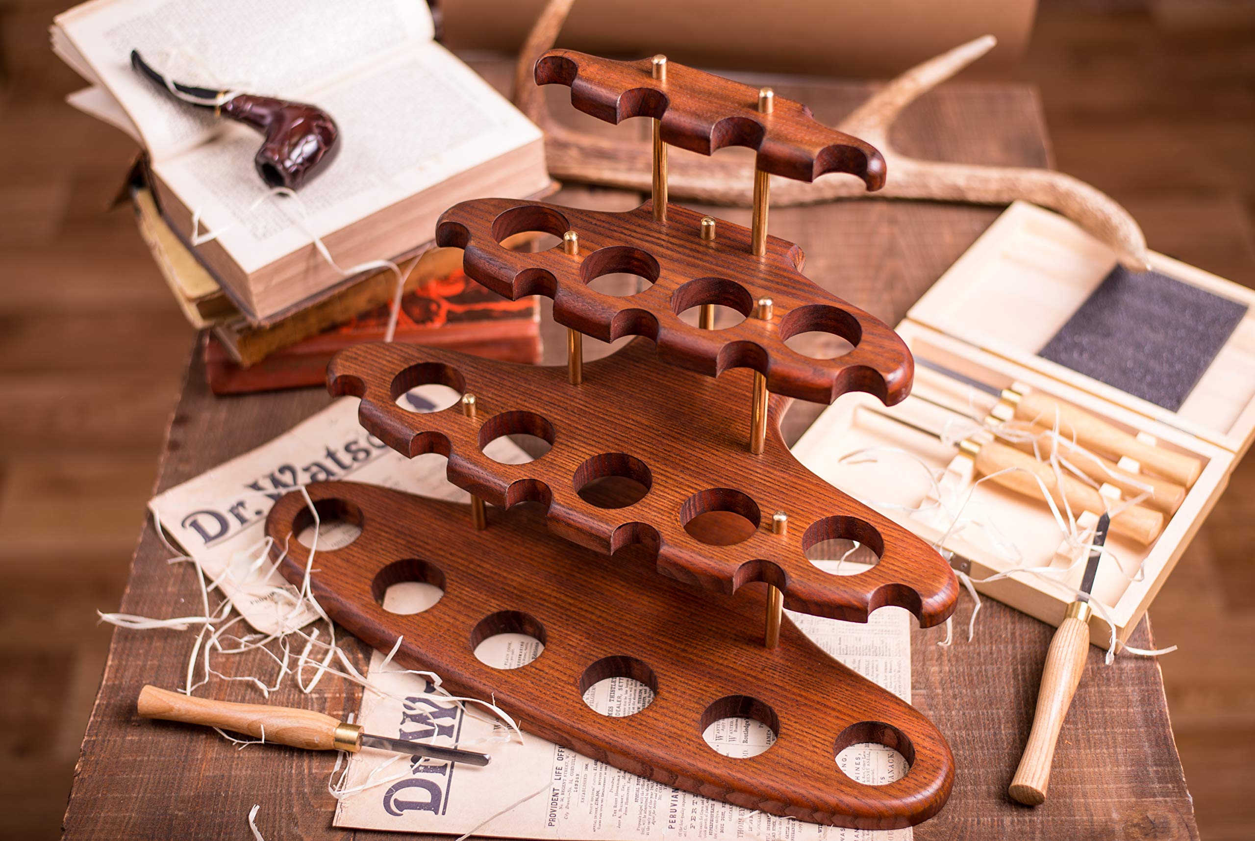 Dr. Watson Wooden Tobacco Pipe Stand Arch XV for 15 Tobacco