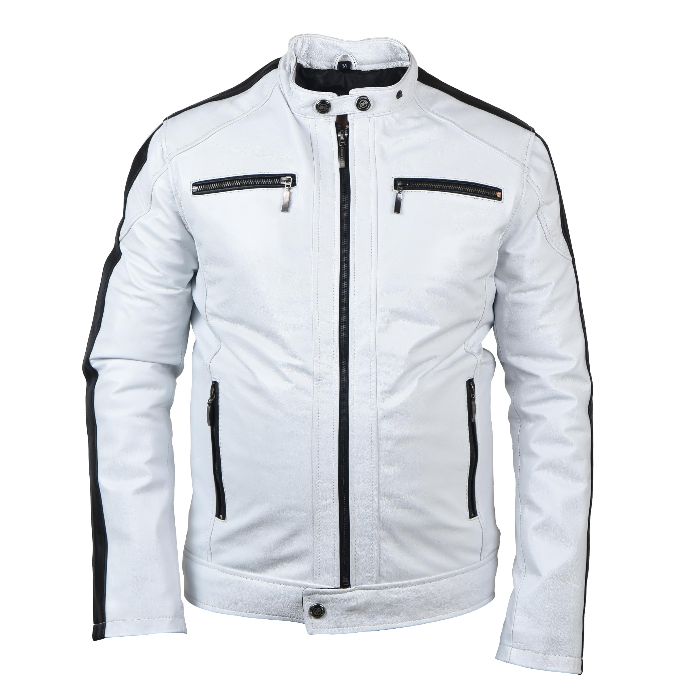 body guard Genuine & Pure Leather Jacket | Mens Solid Biker Jacket | Full Sleeve Solid Jacket for Men's Biker Style | 2 Inside & 4 Outside Pockets with Zipped Sleeve-picture-14